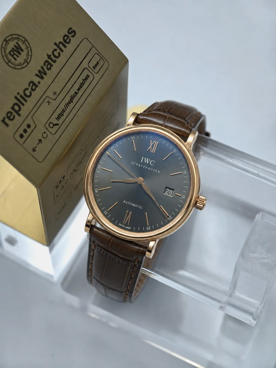 Replica IWC Portofino Automatic IW356511 Grey Sunray Dial 40mm Rose Gold V7 Factory Watch