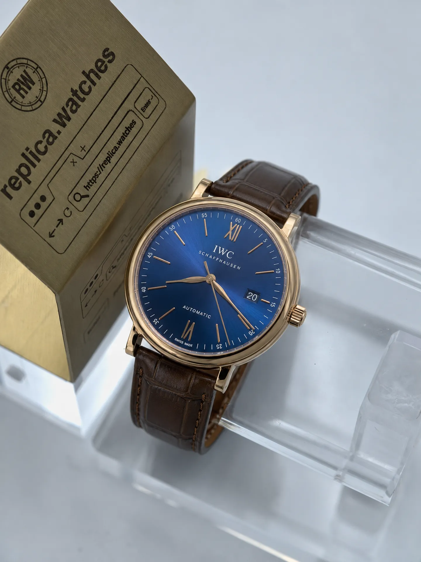 Replica IWC Portofino Automatic IW356522 Blue Dial 40mm Rose Gold V7 Factory Watch