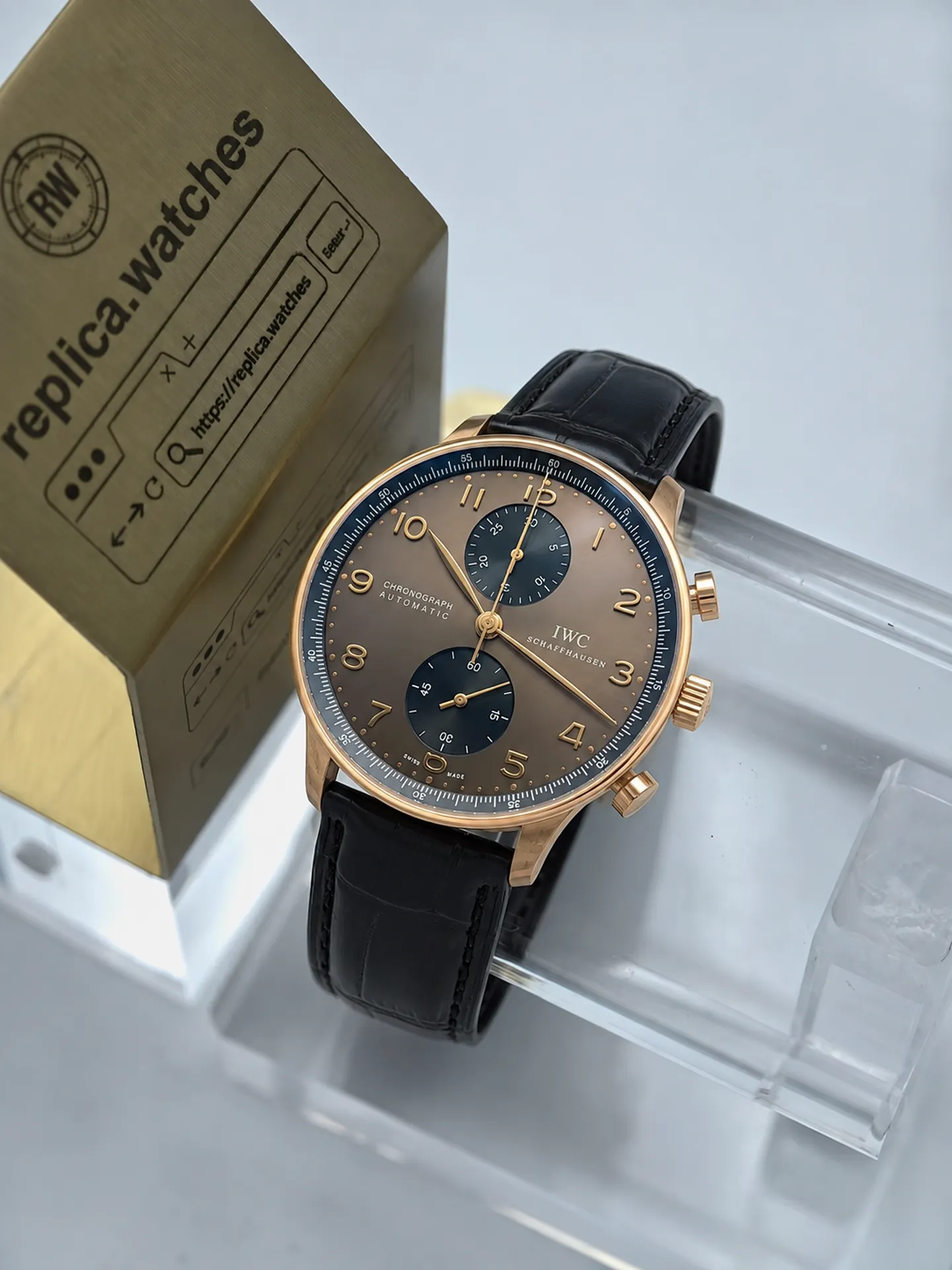 Replica IWC Portugieser Chronograph IW371482 Grey Dial 41mm Rose Gold Z Factory Watch