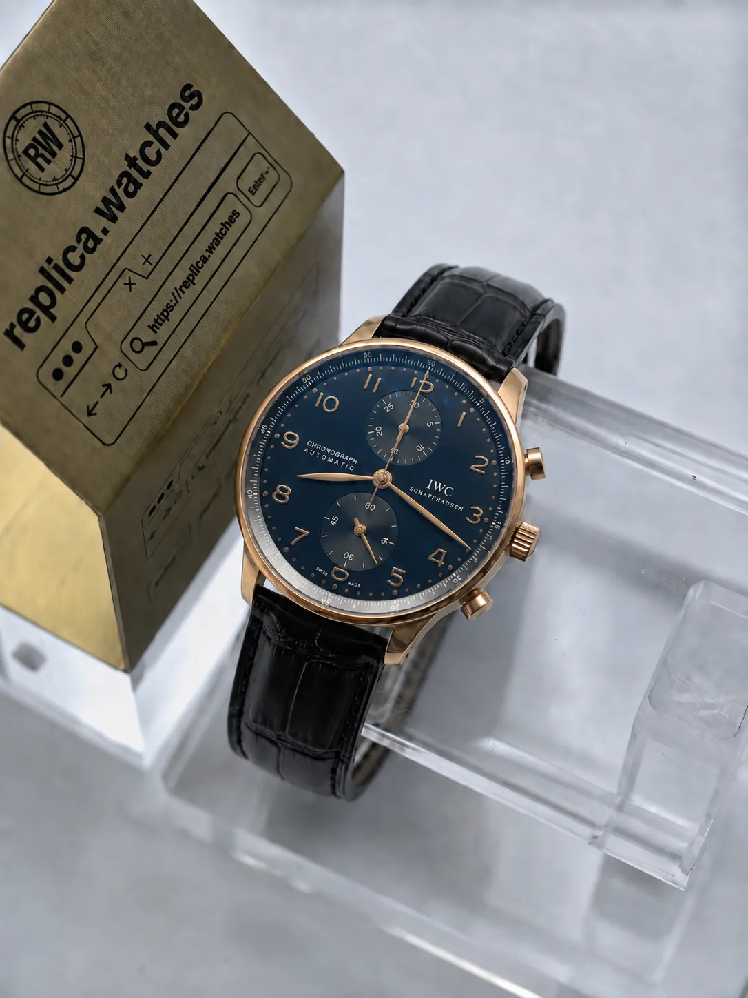 Replica IWC Portugieser Chronograph IW371625 Obsidian Dial 41mm Red Gold Z Factory Watch