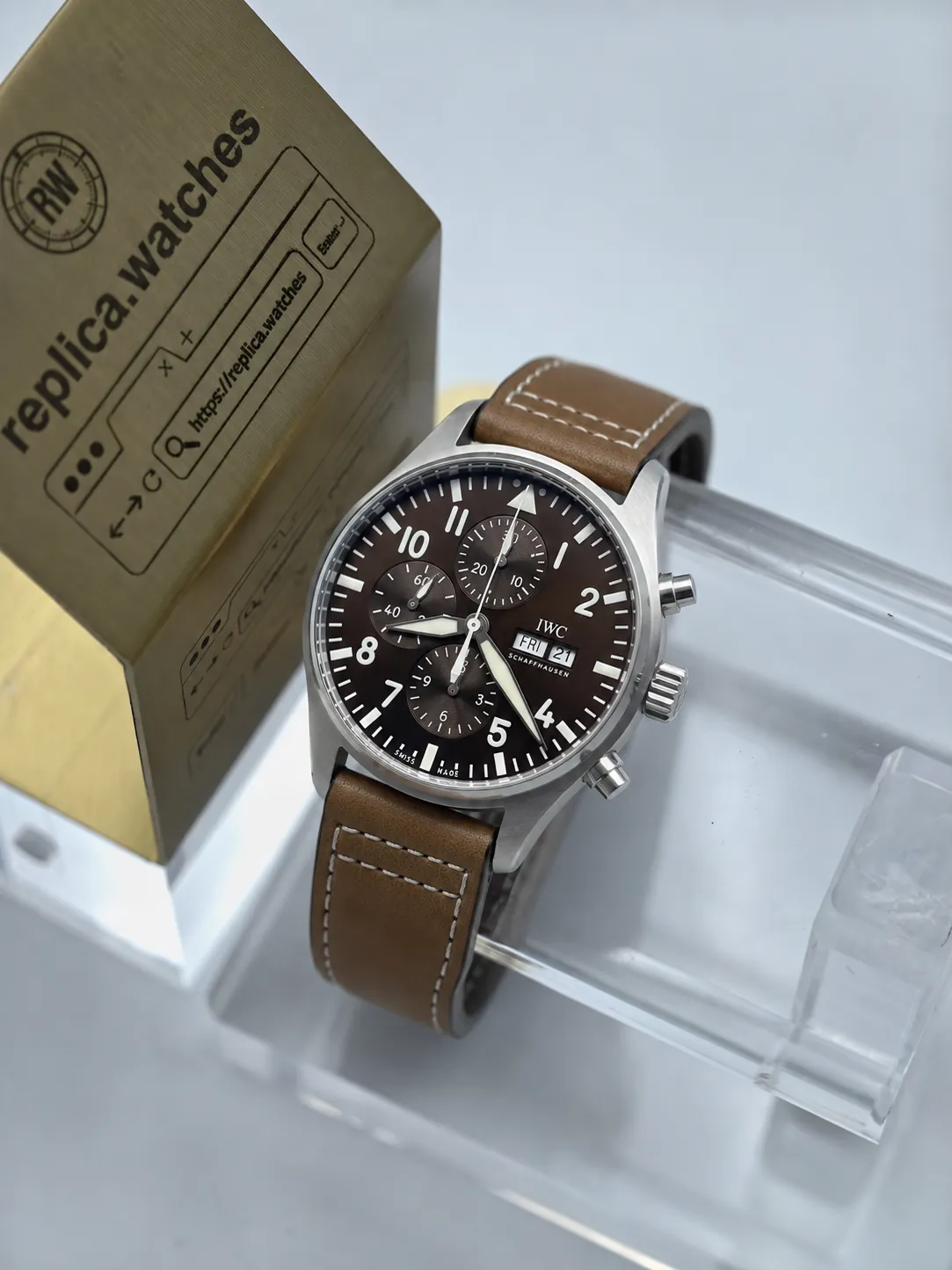 Replica IWC Pilot Chronograph IW377713 Tobacco Brown Dial 43mm Steel Z Factory Watch