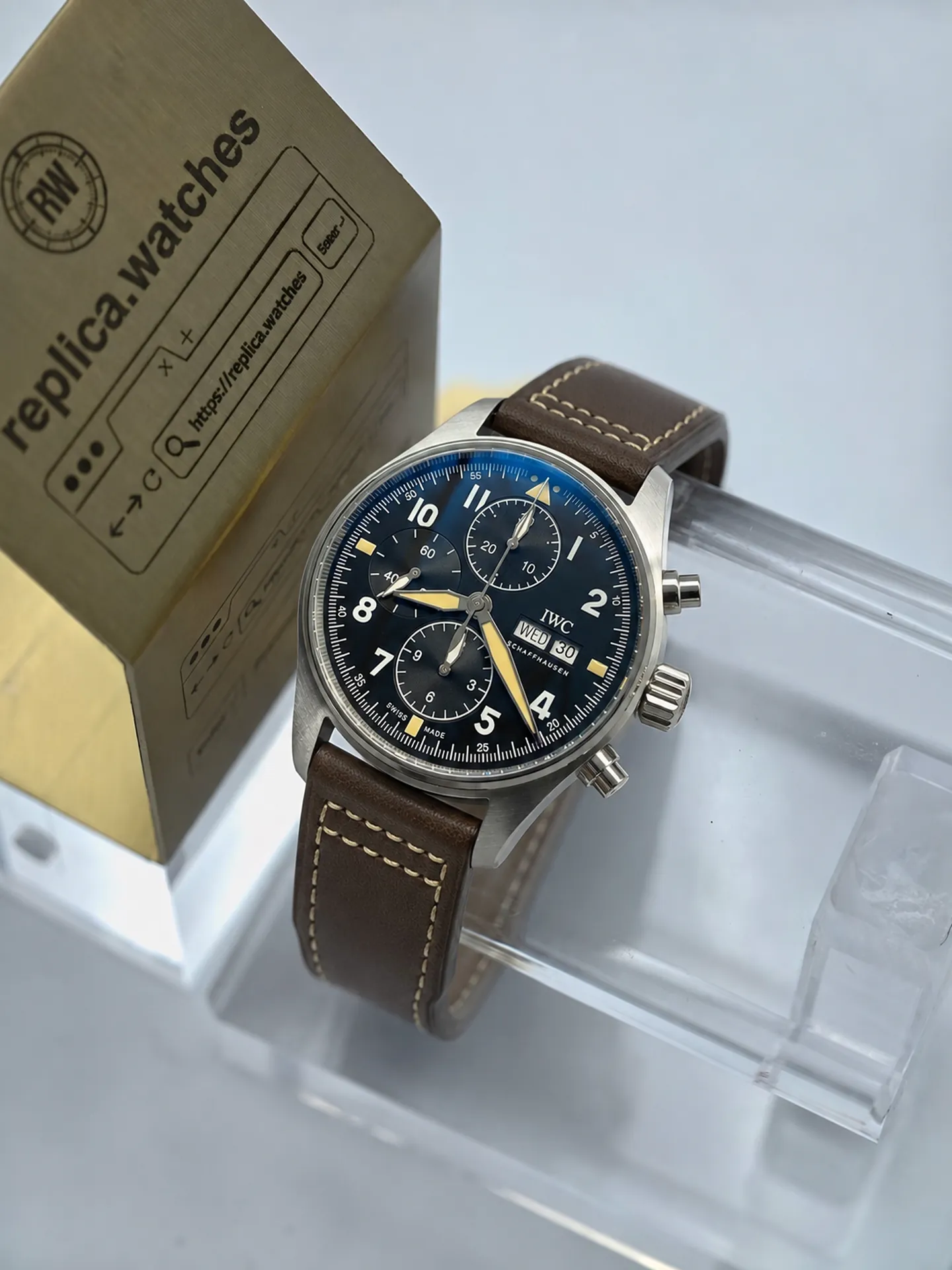 Replica IWC Pilot Spitfire Chronograph IW387903 Black Dial 41mm Steel Z Factory Watch
