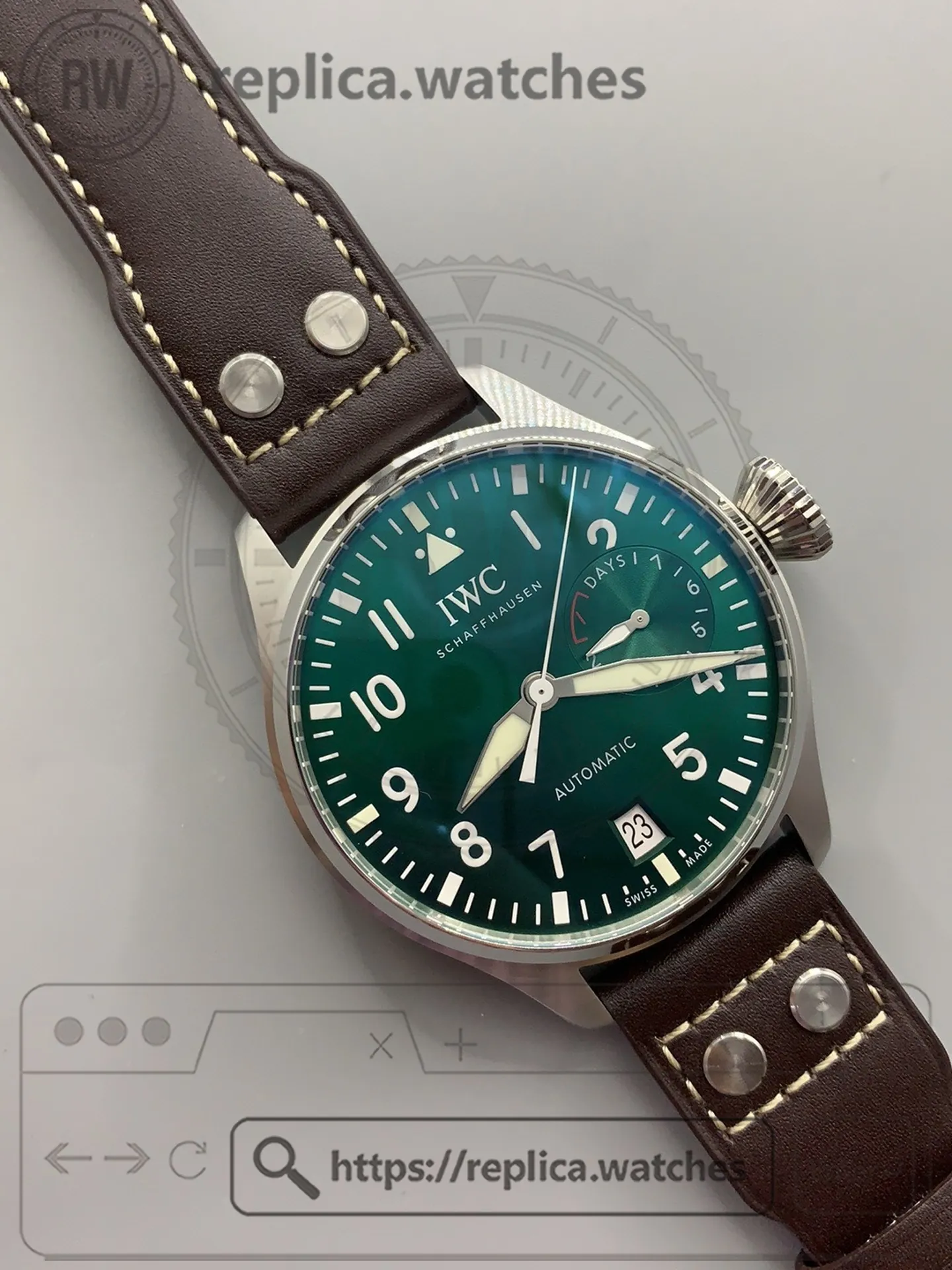 Replica IWC Big Pilot Racing Green IW501015 46mm Stainless Steel AZ Factory Watch