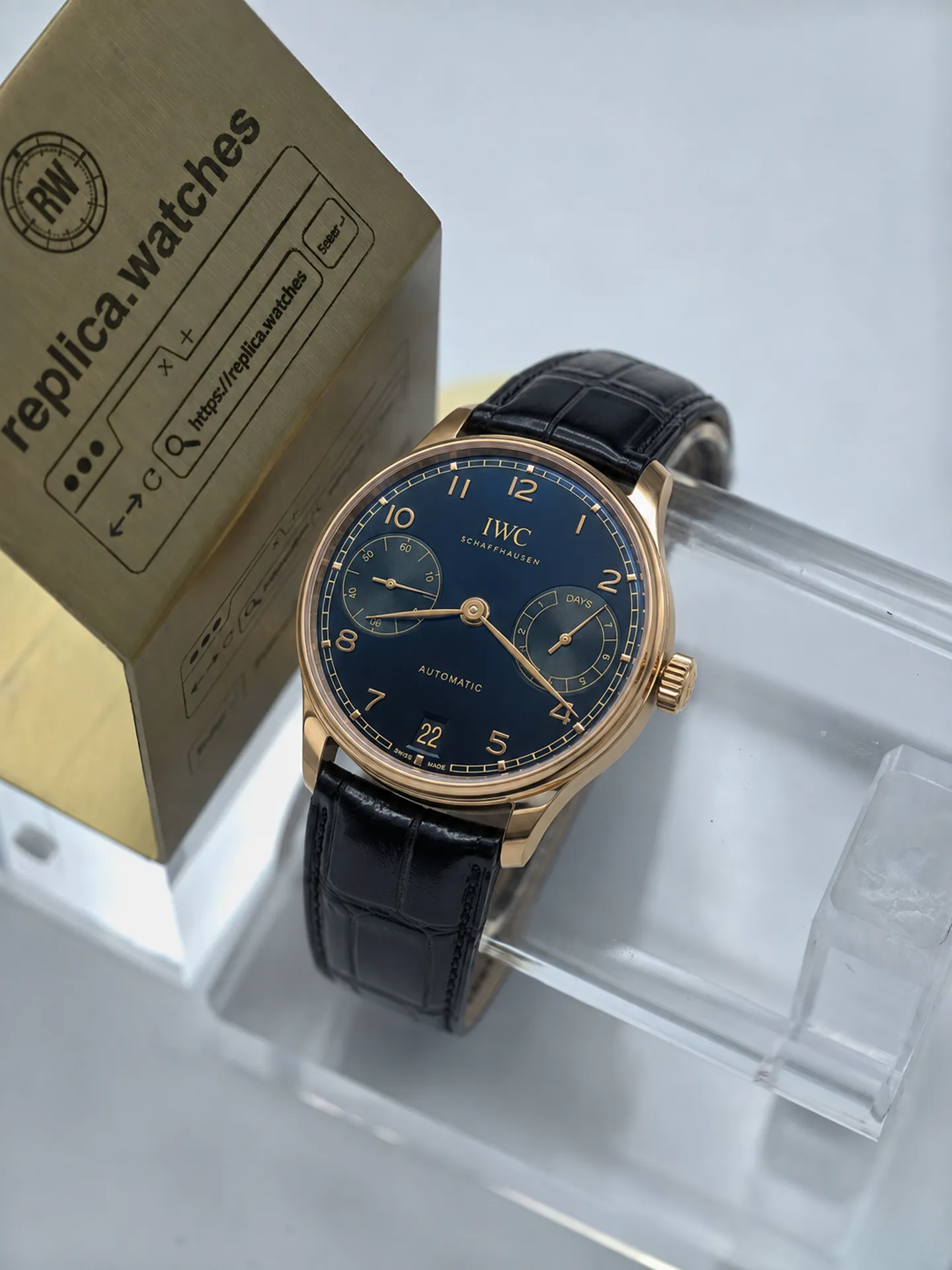 Replica IWC Portugieser Automatic IW501707 Black Dial 42.4mm Rose Gold APS Factory Watch