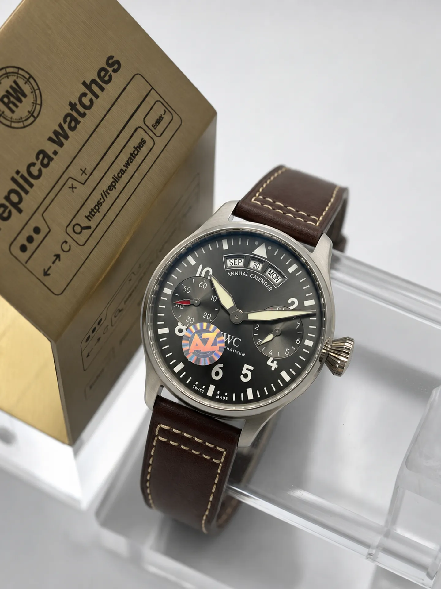 Replica IWC Big Pilot Annual Calendar Spitfire IW502702 Grey Dial 46mm AZ Factory Watch