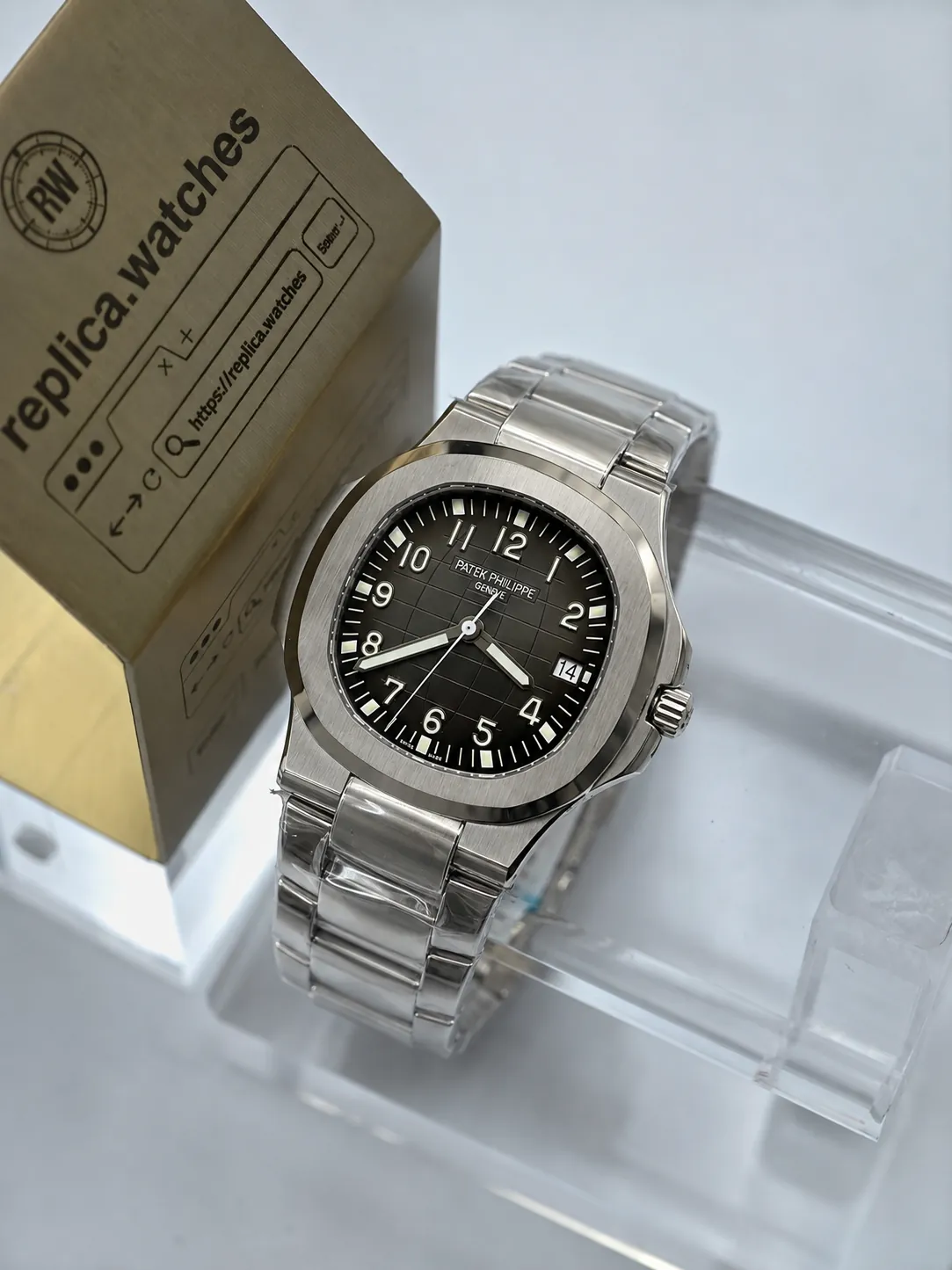 Super Clone Patek Philippe Aquanaut 5167/1A-001 Black Grid Dial Steel Bracelet 26-330 Automatic Watch 3K Factory