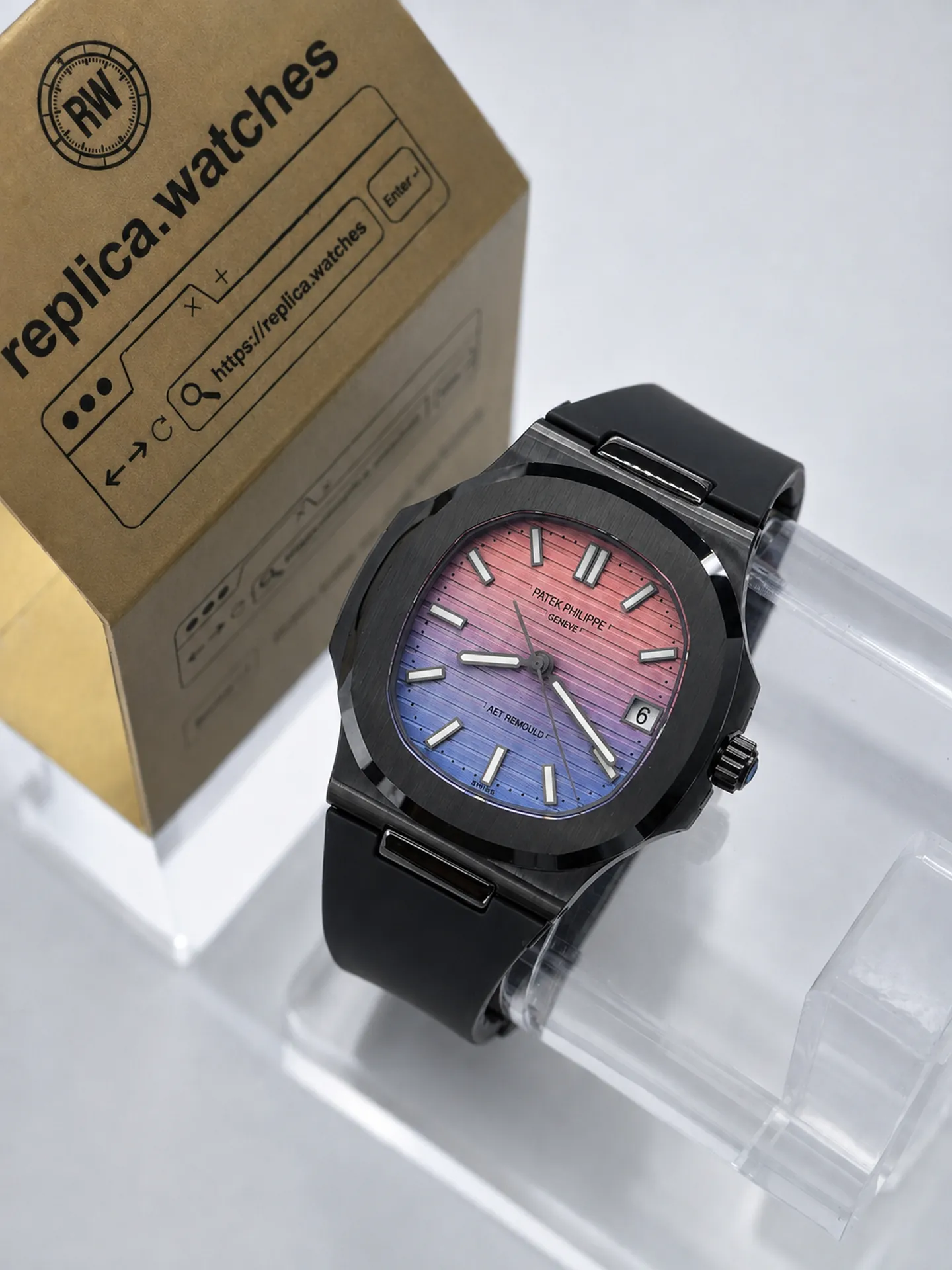 Replica Patek Philippe Nautilus AET Remould 5711 Rainbow Dial 40mm Ceramic Custom Watch