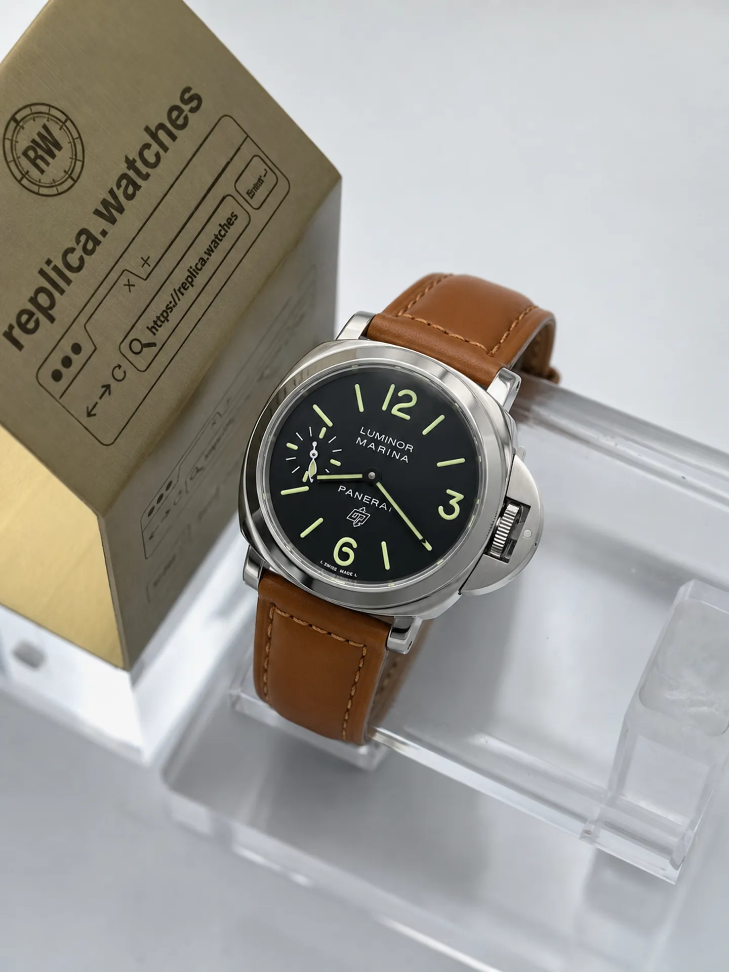 Replica Panerai Luminor Marina Logo PAM005 Black Dial 44mm Steel HW Factory Watch