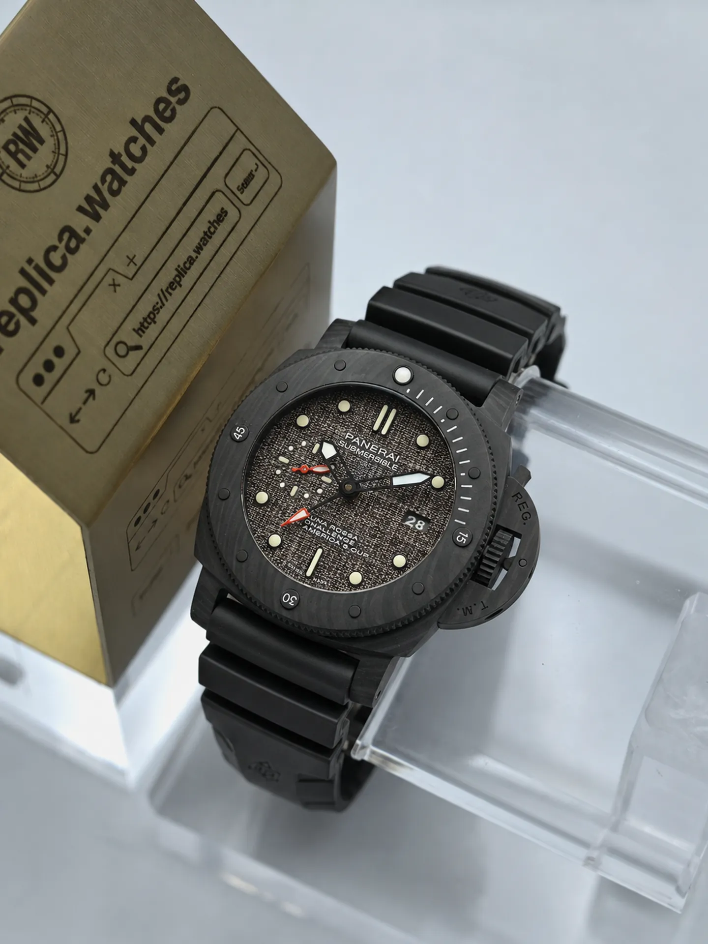Replica Panerai Submersible Luna Rossa PAM01039 Grey Dial 47mm Carbon GMT Automatic Watch