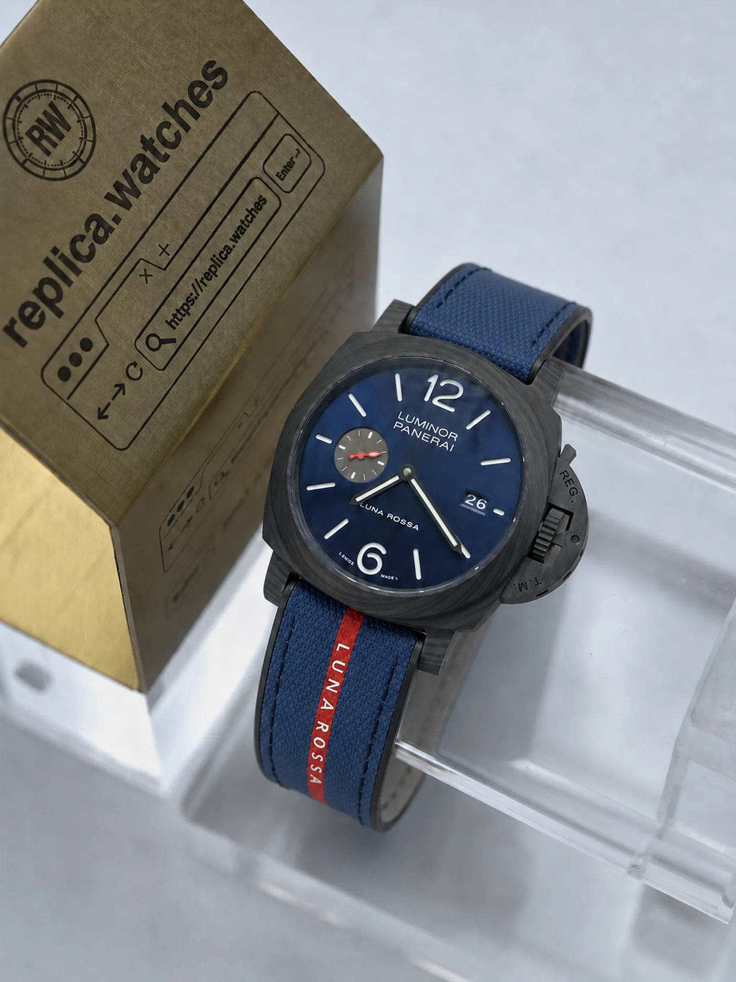Replica Panerai Submersible PAM01529 Blue Dial 44mm Carbotech Blue Strap Watch