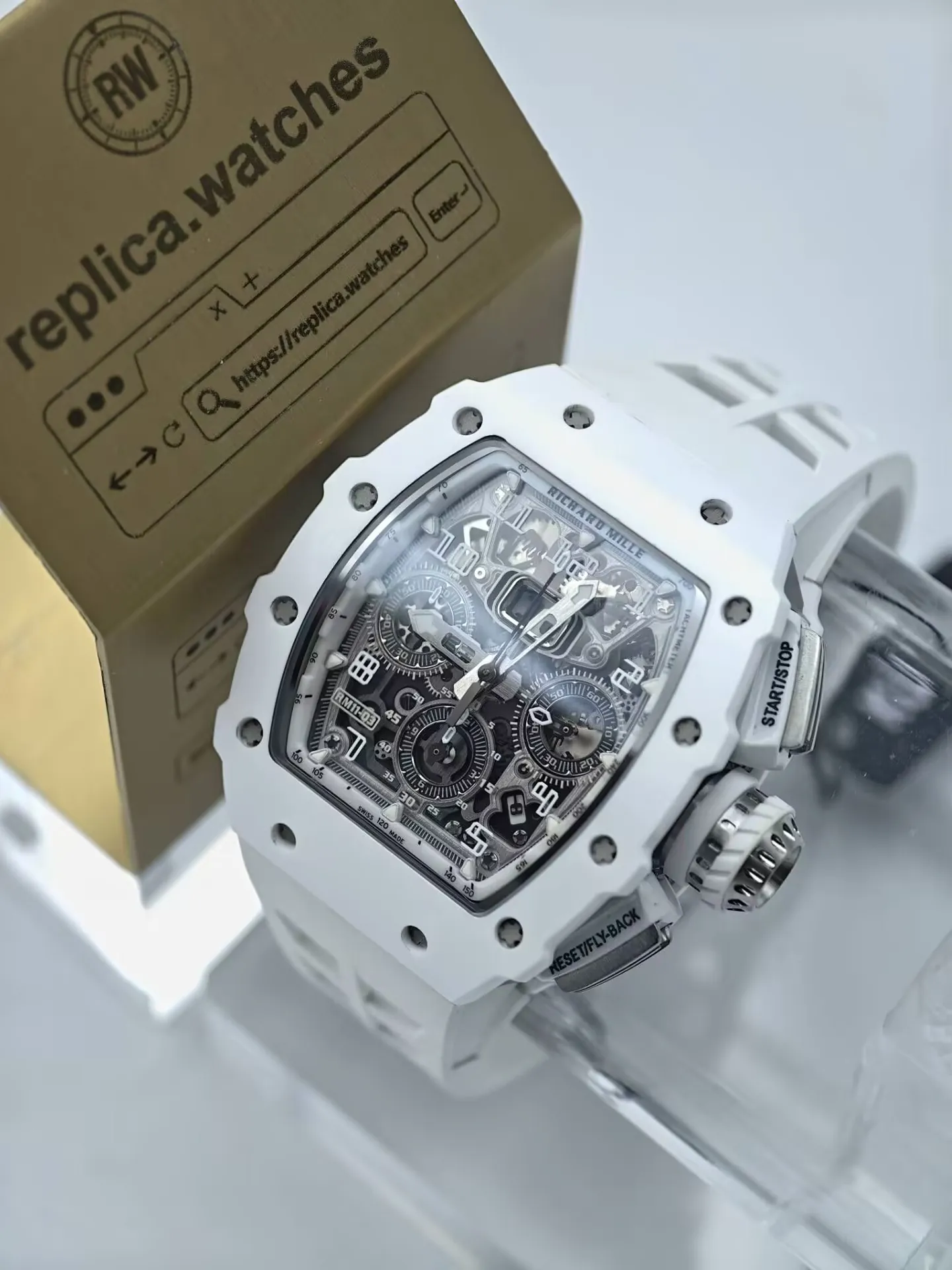 Replica Richard Mille White Ghost RM 11-03 Flyback Chronograph White Ceramic Watch