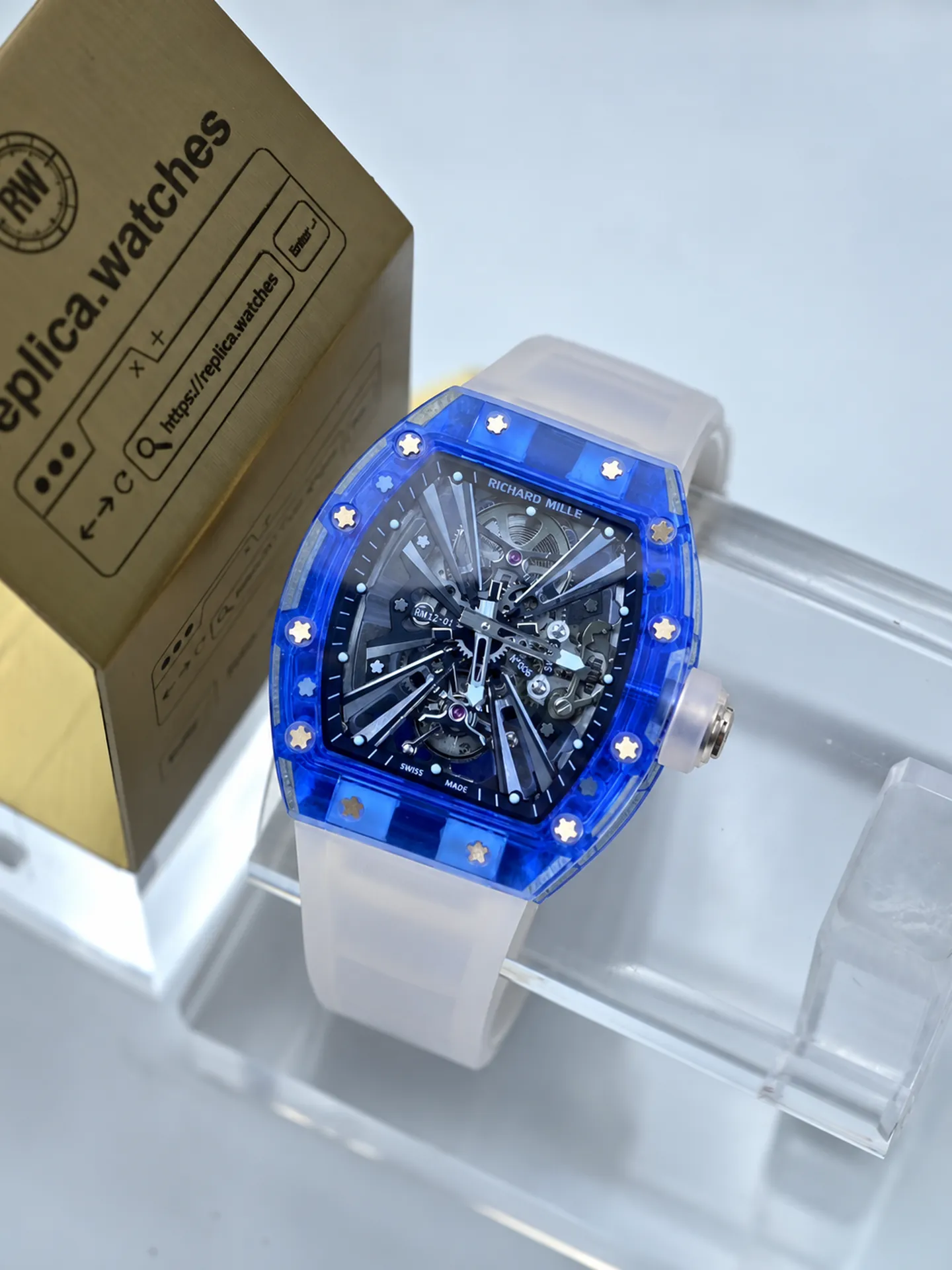 Replica Richard Mille RM 12-01 Tourbillon Blue Sapphire 42mm Watch