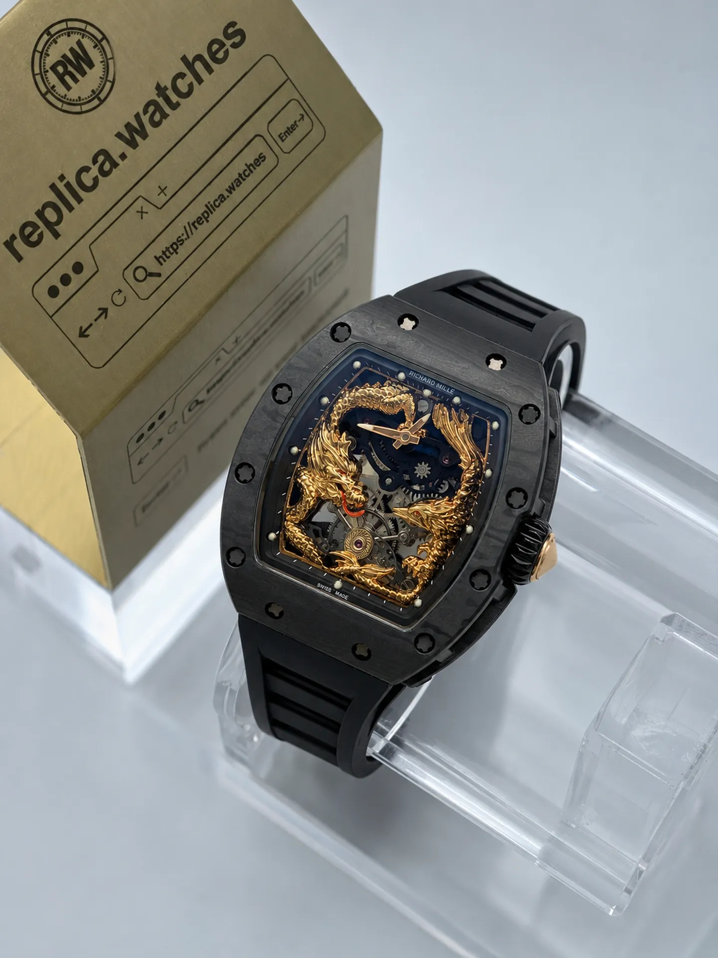 Replica Richard Mille RM 57-03 Dragon Phoenix Tourbillon Carbon 42.7mm RM Factory Watch