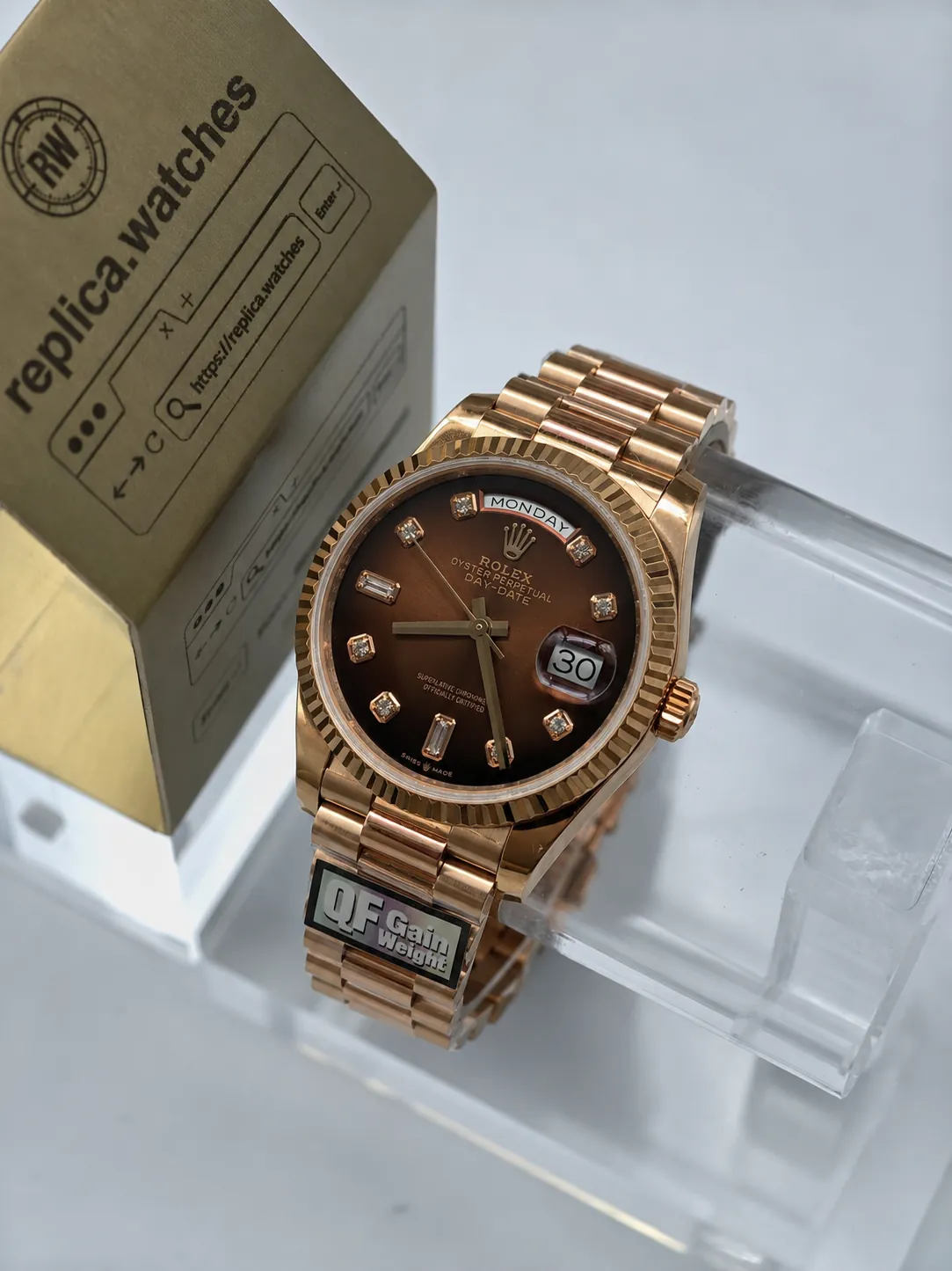 Replica Rolex Day‑Date M128235‑0037 36mm Fluted Bezel Cal.3255 Hidden Crown Clasp Heavy‑Weight Watch