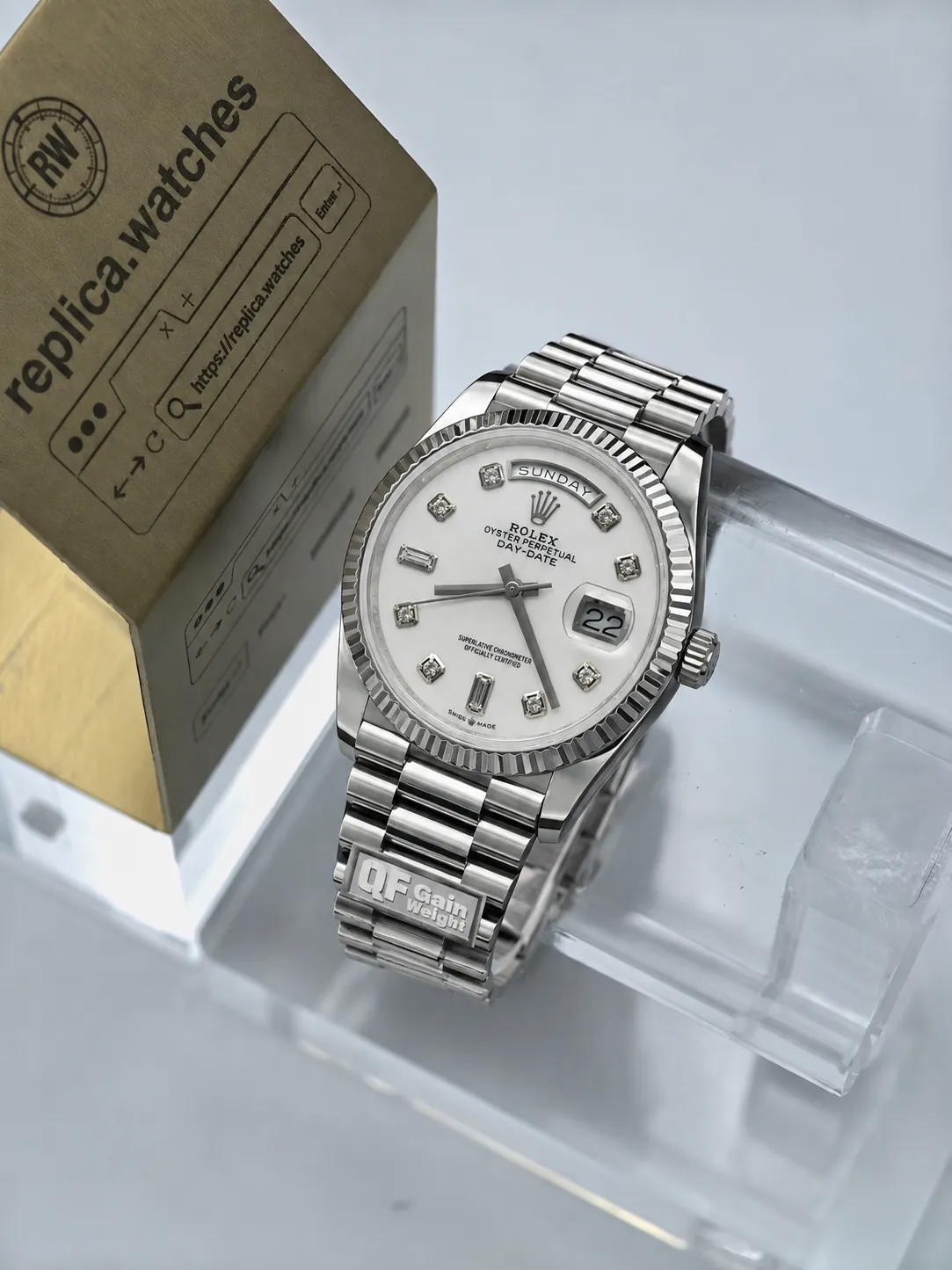 Replica Rolex Day‑Date M128239‑0007 36mm Fluted Bezel Cal.3255 Hidden Crown Clasp Heavy‑Weight Watch