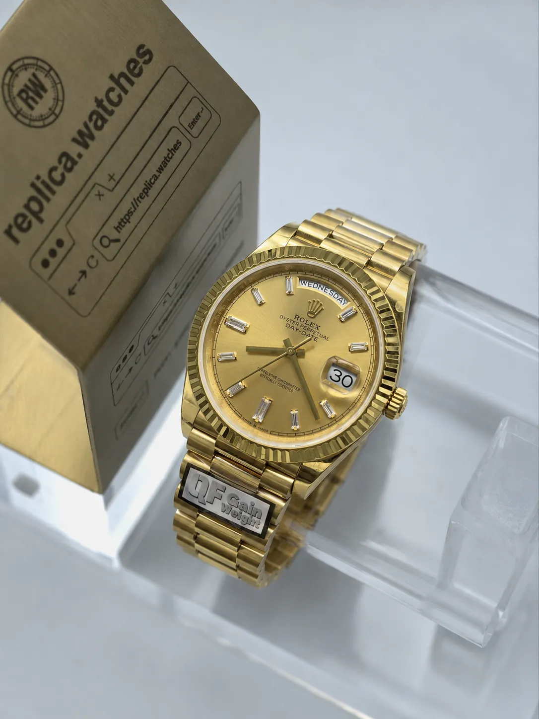 Replica Rolex Day-Date Heavy Version M228238-0005 40mm Champagne Diamond Dial 3255 Gold Q Factory Watch
