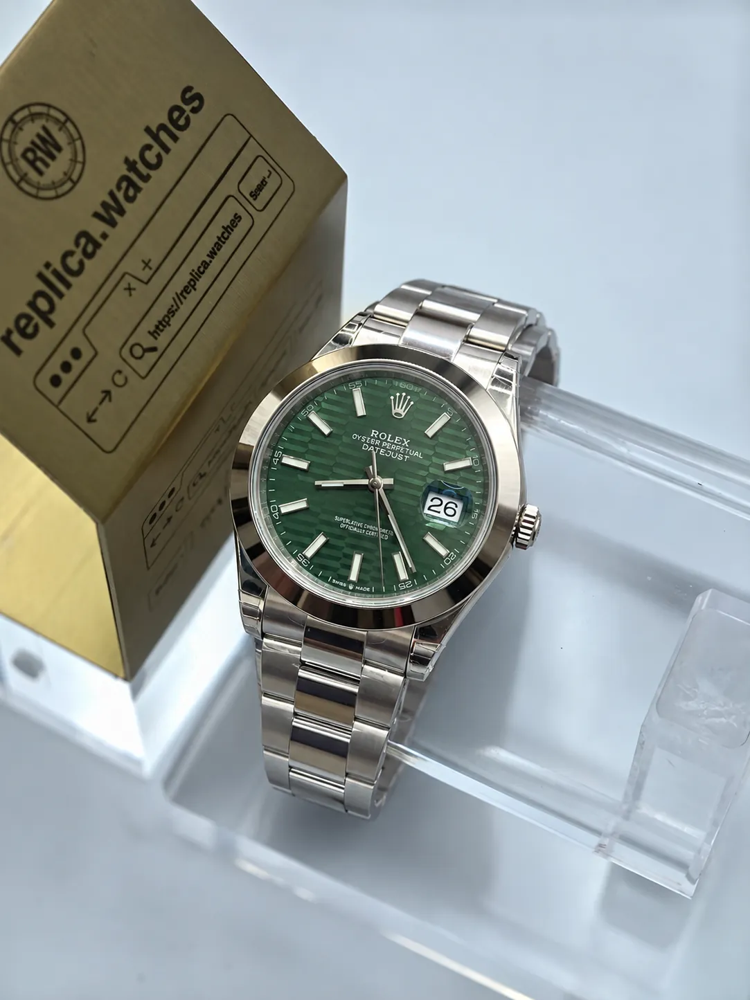 Replica Rolex Datejust 41 M126300-0021 41mm Mint Green Fluted Motif Dial Oyster 3235 Watch VS Factory