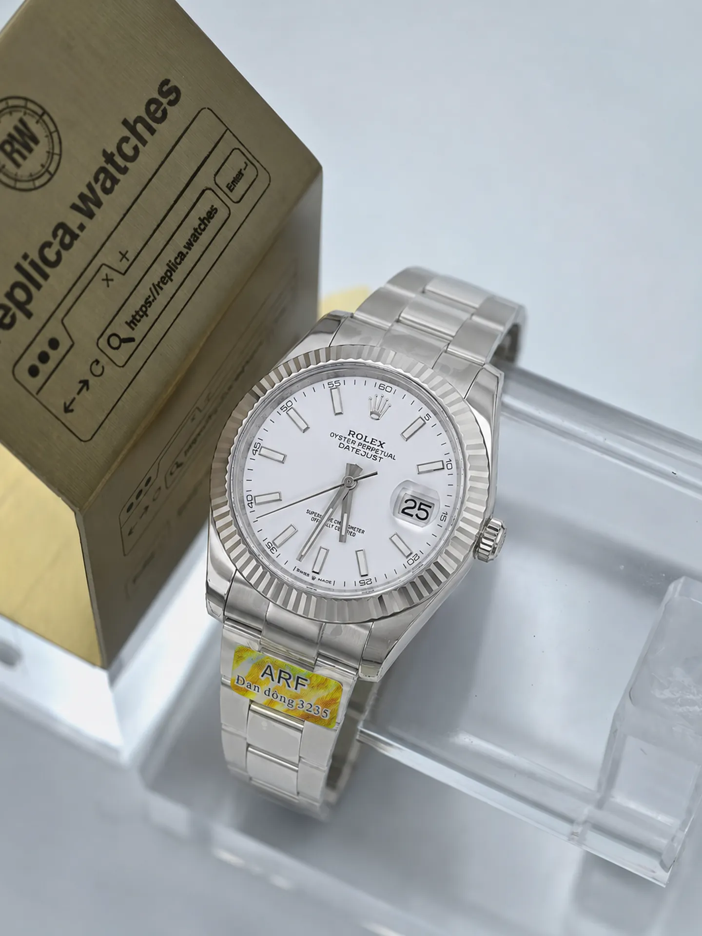 Replica Rolex Datejust 41 M126334-0009 White Dial 41mm White Gold Steel Fluted Bezel AR Factory Watch