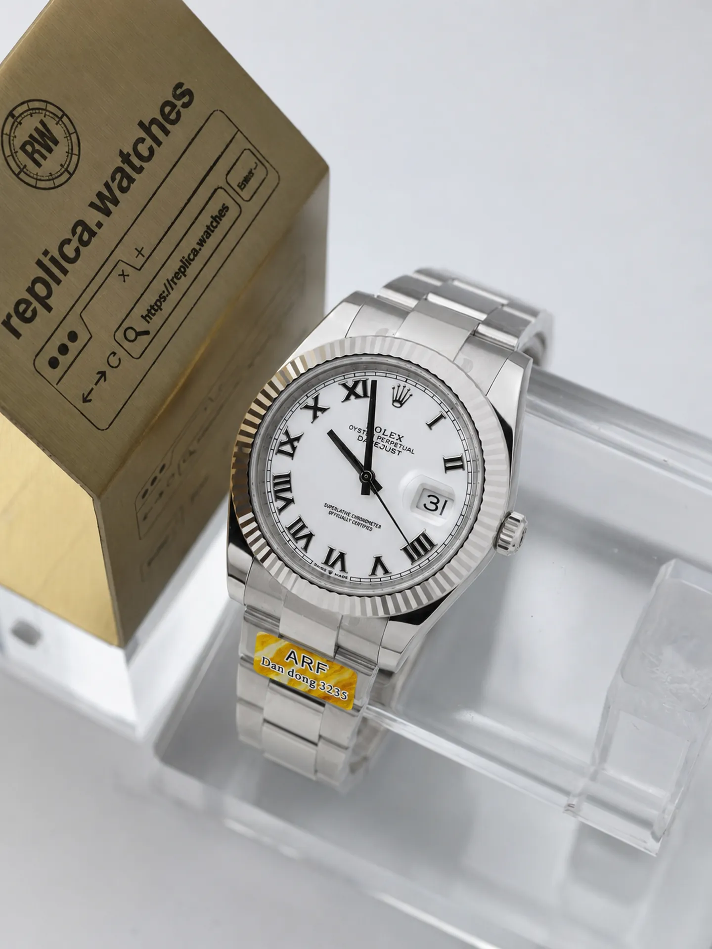 Replica Rolex Datejust 41 M126334-0023 White Roman Dial 41mm White Gold Steel Oyster Bracelet AR Factory Watch