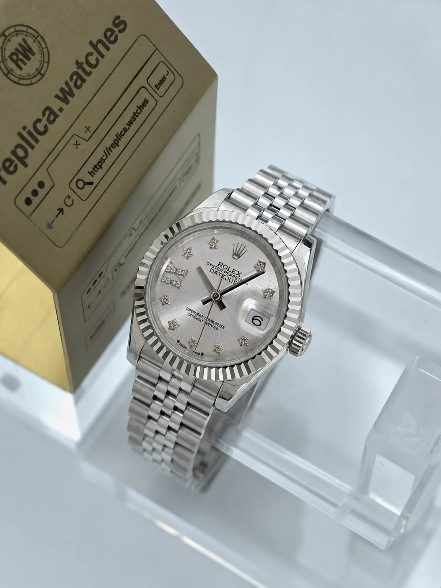 Replica Rolex Datejust M279174-0021 Silver Diamond Dial 28mm Jubilee GS Factory Watch