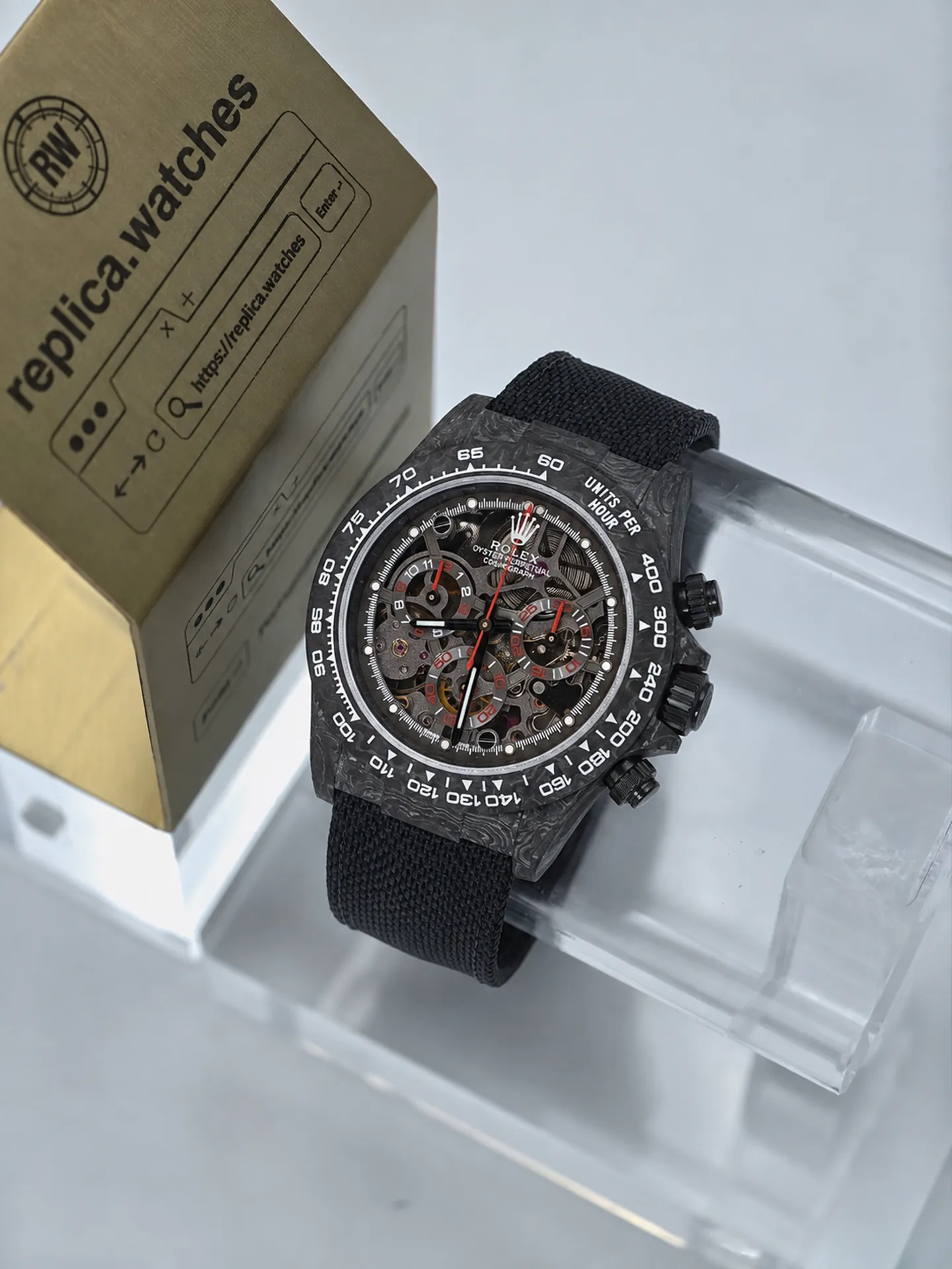 Replica Rolex Daytona DIW Carbon Skeleton 116500LN Grey Dial 40mm Forged Carbon Watch