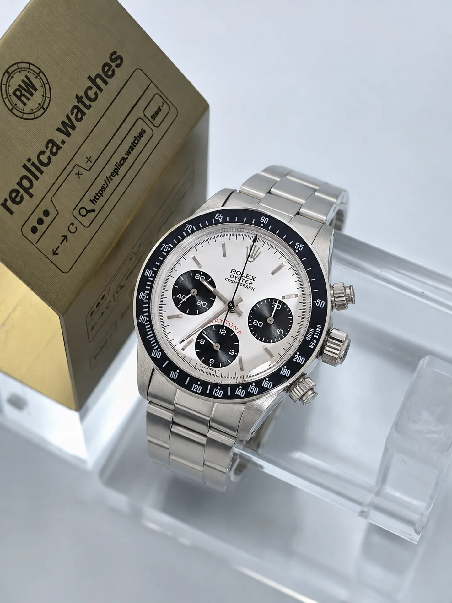 Replica Rolex Daytona 6263 Big Red Panda Silver Dial 37mm Steel WM Factory Watch