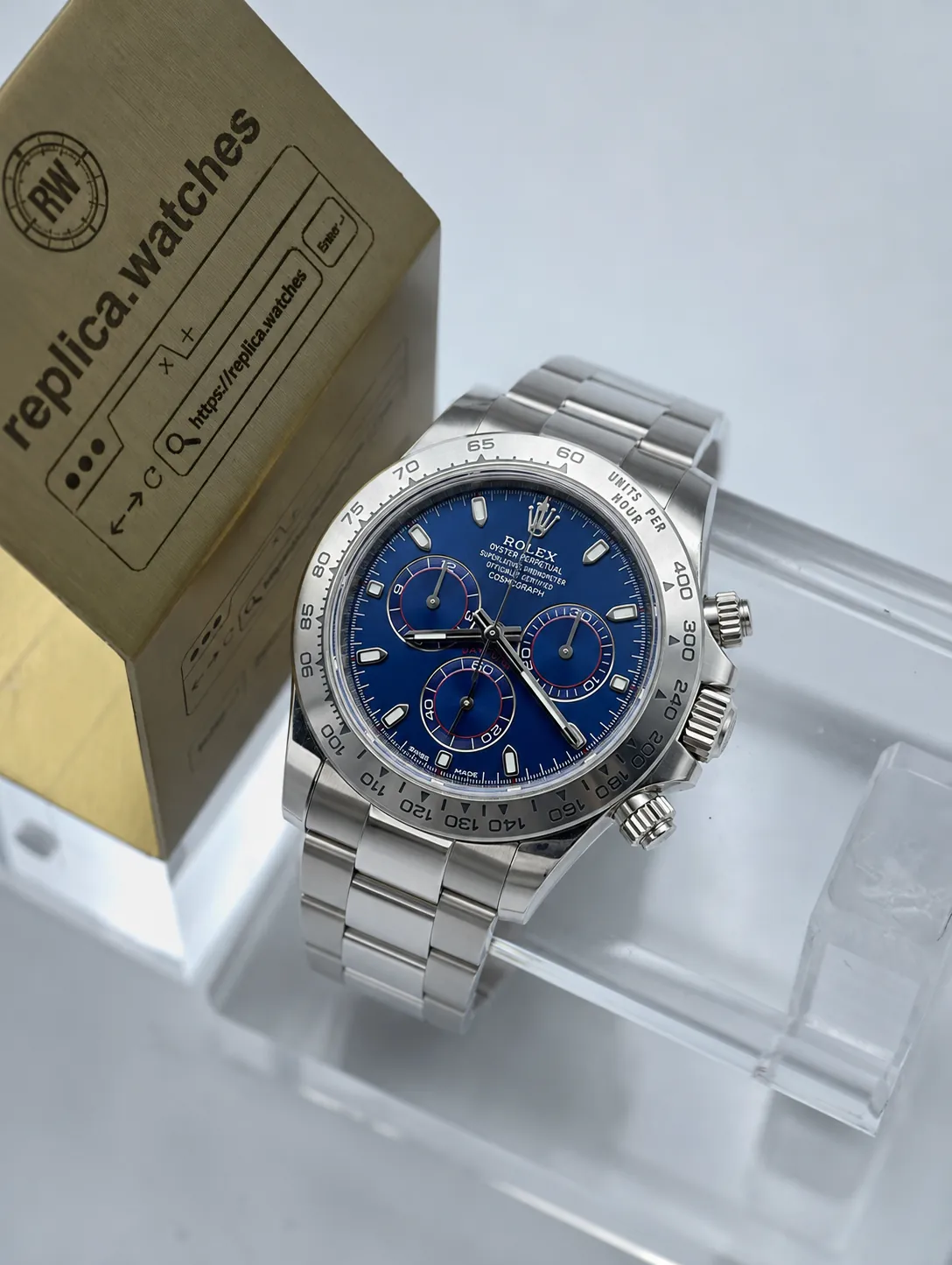 Replica Rolex Daytona Heavy Version M116509-0071 40mm Blue Sunburst Dial 4130 Movement White Gold Watch VS Factory