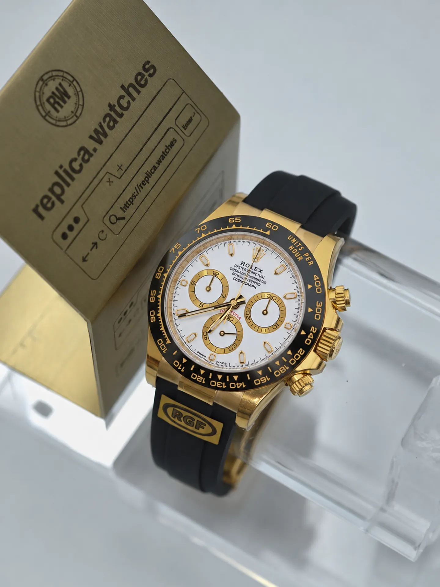 Replica Rolex Daytona M116518LN-0041 White Dial 40mm Yellow Gold Oysterflex Heavy Version RG Factory Watch