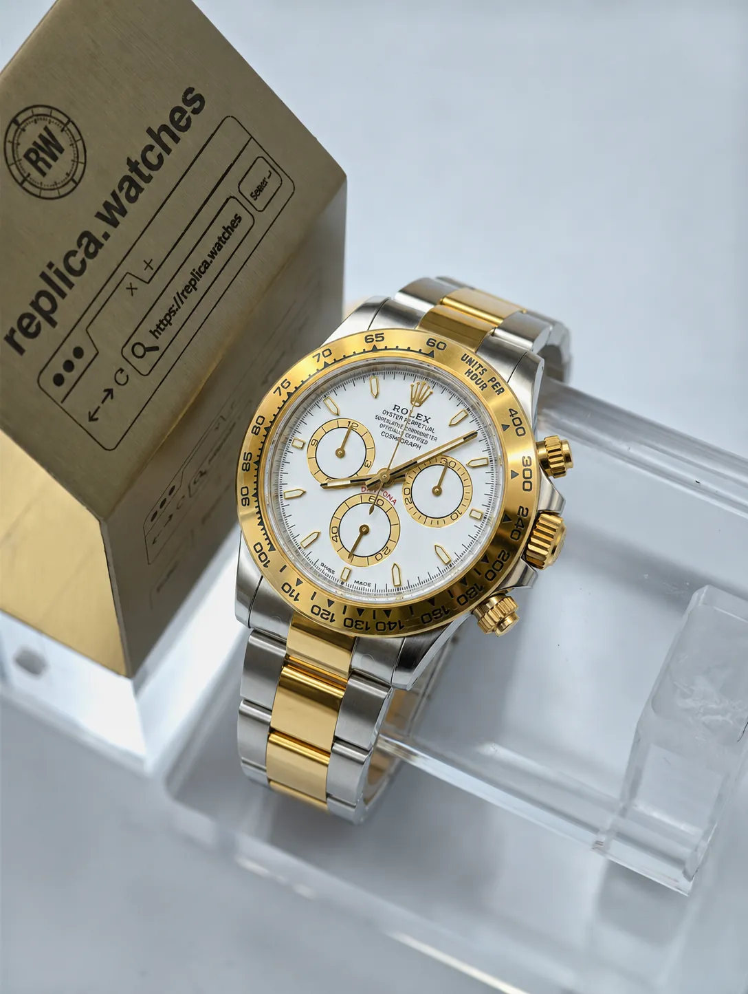 Replica Heavy Rolex Daytona M126503-0001 40mm White Gold Dial Two-Tone 904L Steel 4131 Watch VS Factory