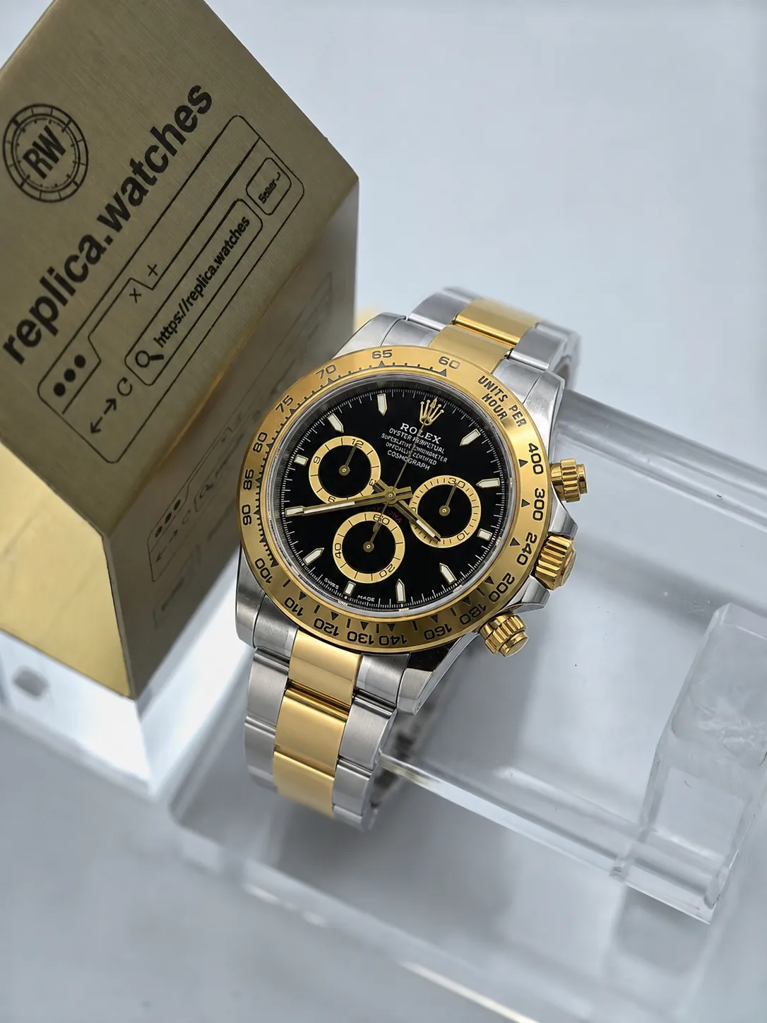 Replica Heavy Rolex Daytona M126503-0003 40mm Black Gold Dial Two-Tone 904L Steel 4131 Watch VS Factory