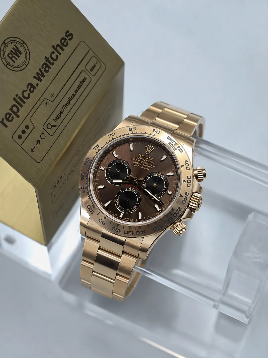 Replica Weighted Rolex Daytona M126505-0005 40mm Chocolate Dial Rose Gold 4131 Chronograph Watch VS Factory
