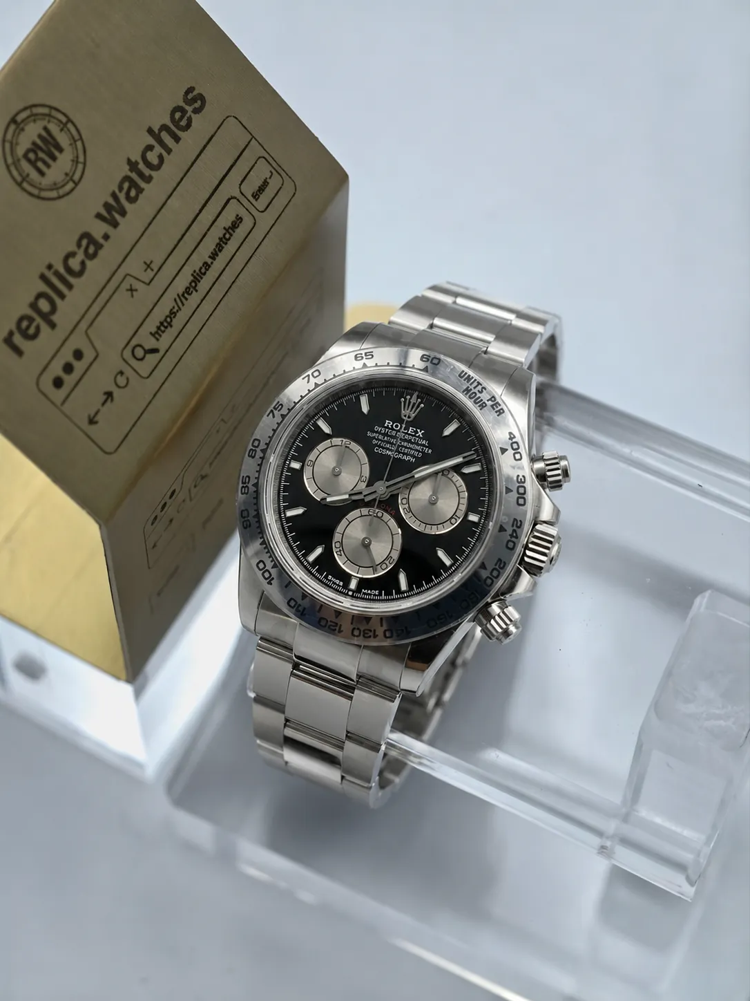 Super Clone Heavy Rolex Daytona M126509-0001 40mm White Gold Black Dial 4131 Chronograph Watch VS Factory