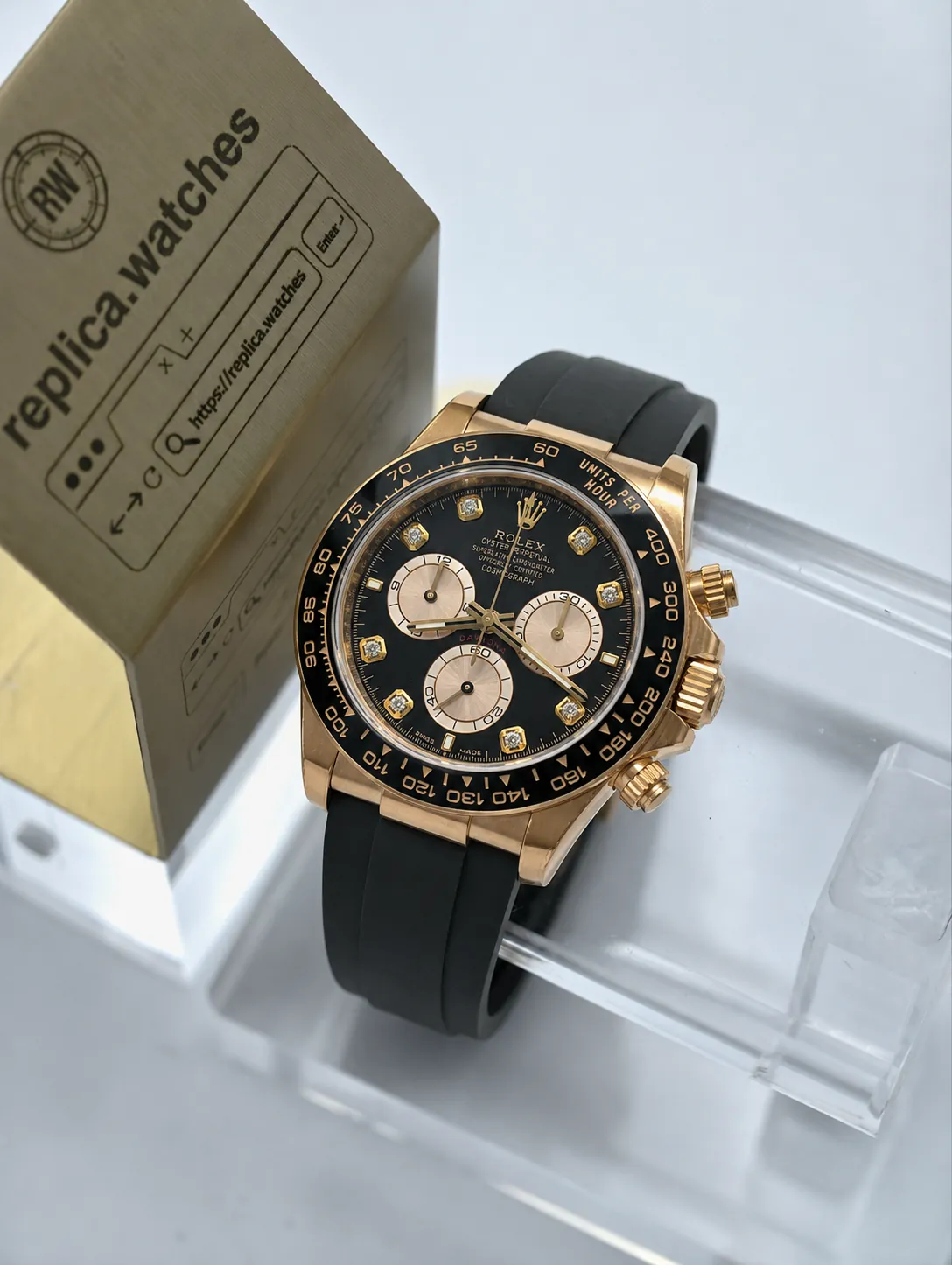 Super Clone Heavy Rolex Daytona M126515LN-0004 Diamond Dial Rose Gold Black Ceramic Bezel 4131 Watch VS Factory