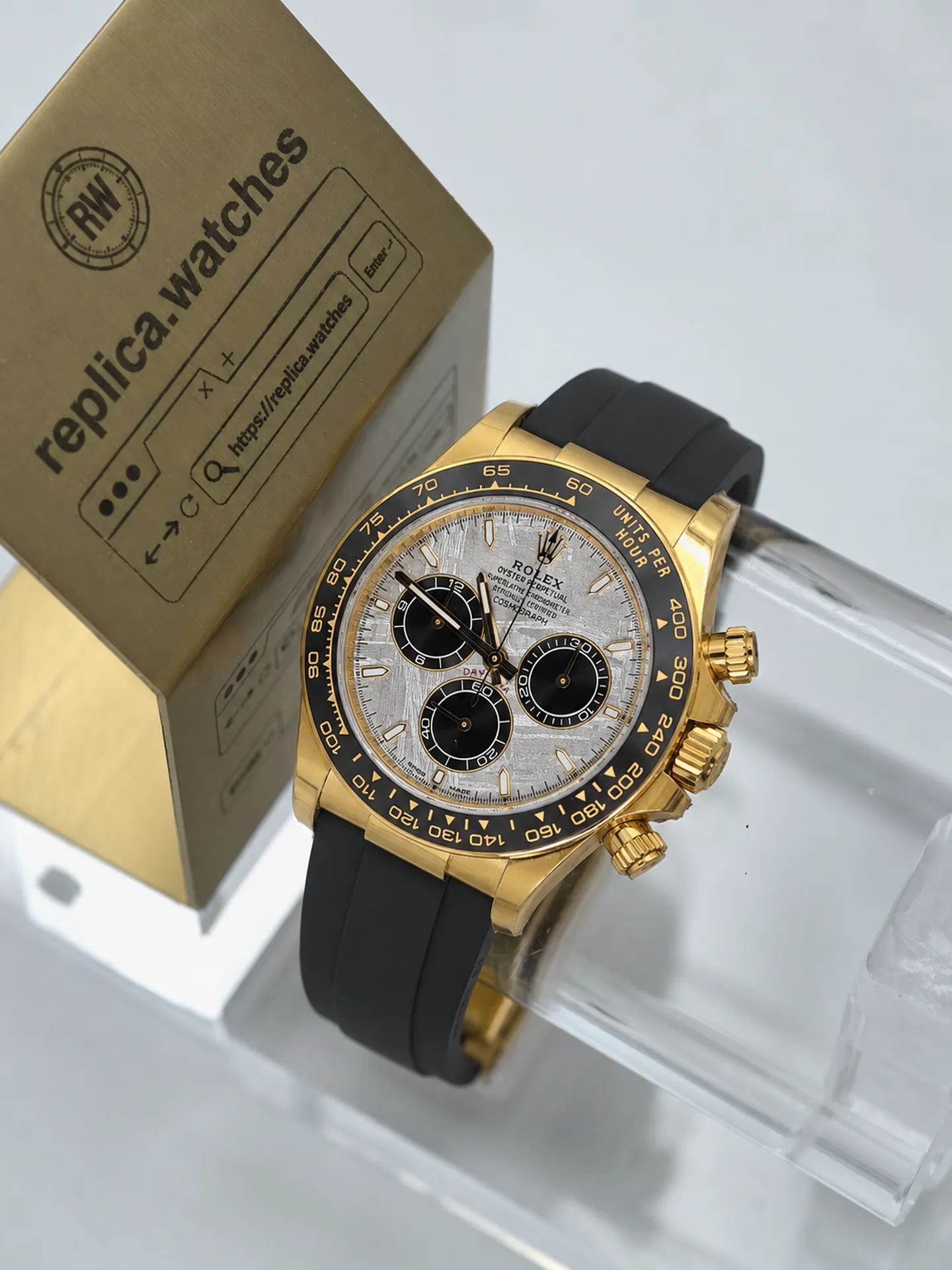 Replica Rolex Daytona M126518LN-0016 Meteorite Dial 40mm Yellow Gold Oysterflex AR Factory Watch