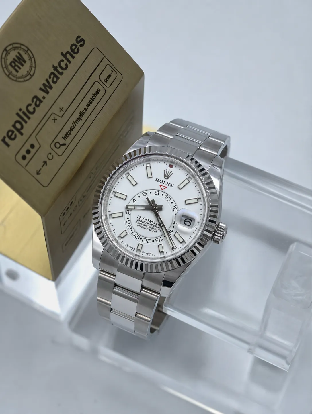 Replica Rolex Sky-Dweller M336934-0003 42mm White Dial 904L Steel 9002 Movement Annual Calendar Watch Z Factory