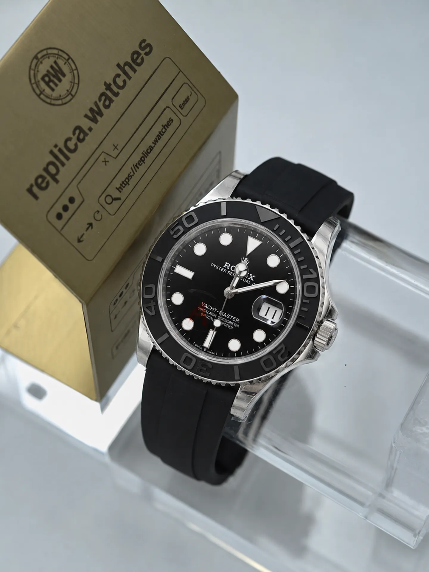 Replica Rolex Yacht-Master M226659-0002 42 Black Dial 18K White Gold Oysterflex Heavy Version VS Factory Watch