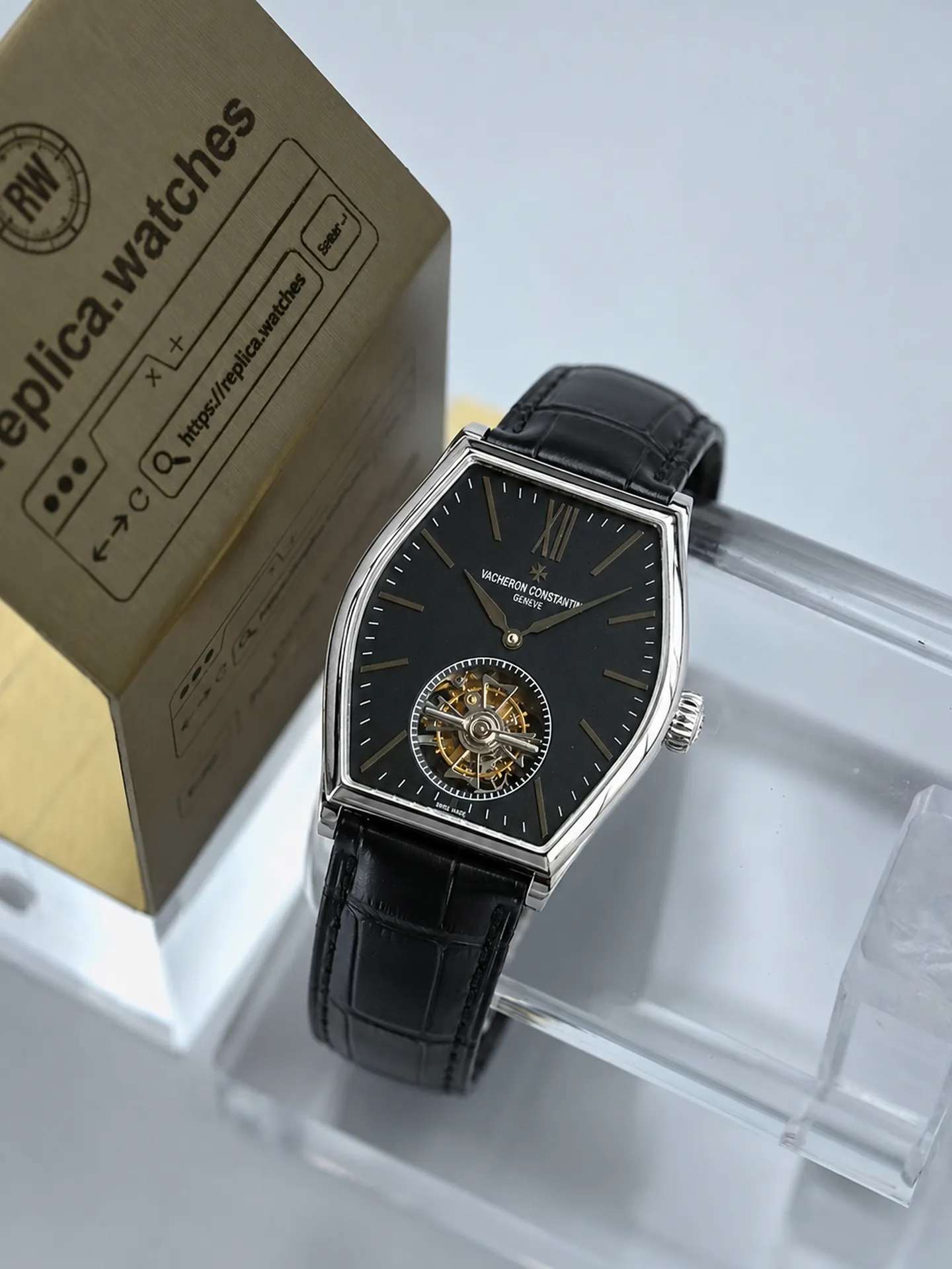 Replica Vacheron Constantin Malte 30130 Tourbillon Black Dial 38mm Tonneau Watch