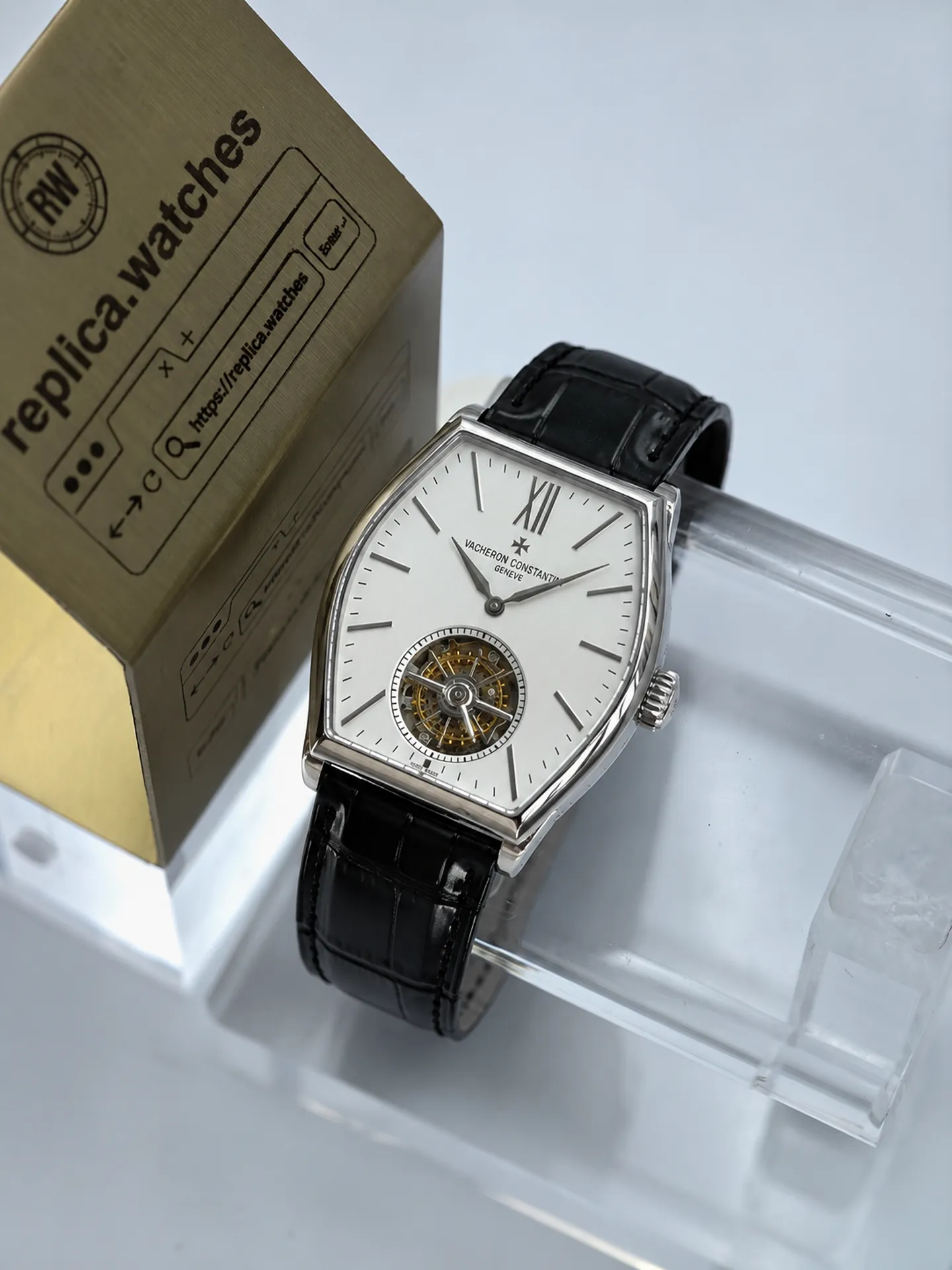 Replica Vacheron Constantin Malte 30130 Tourbillon Silver White Dial 38mm Tonneau Watch