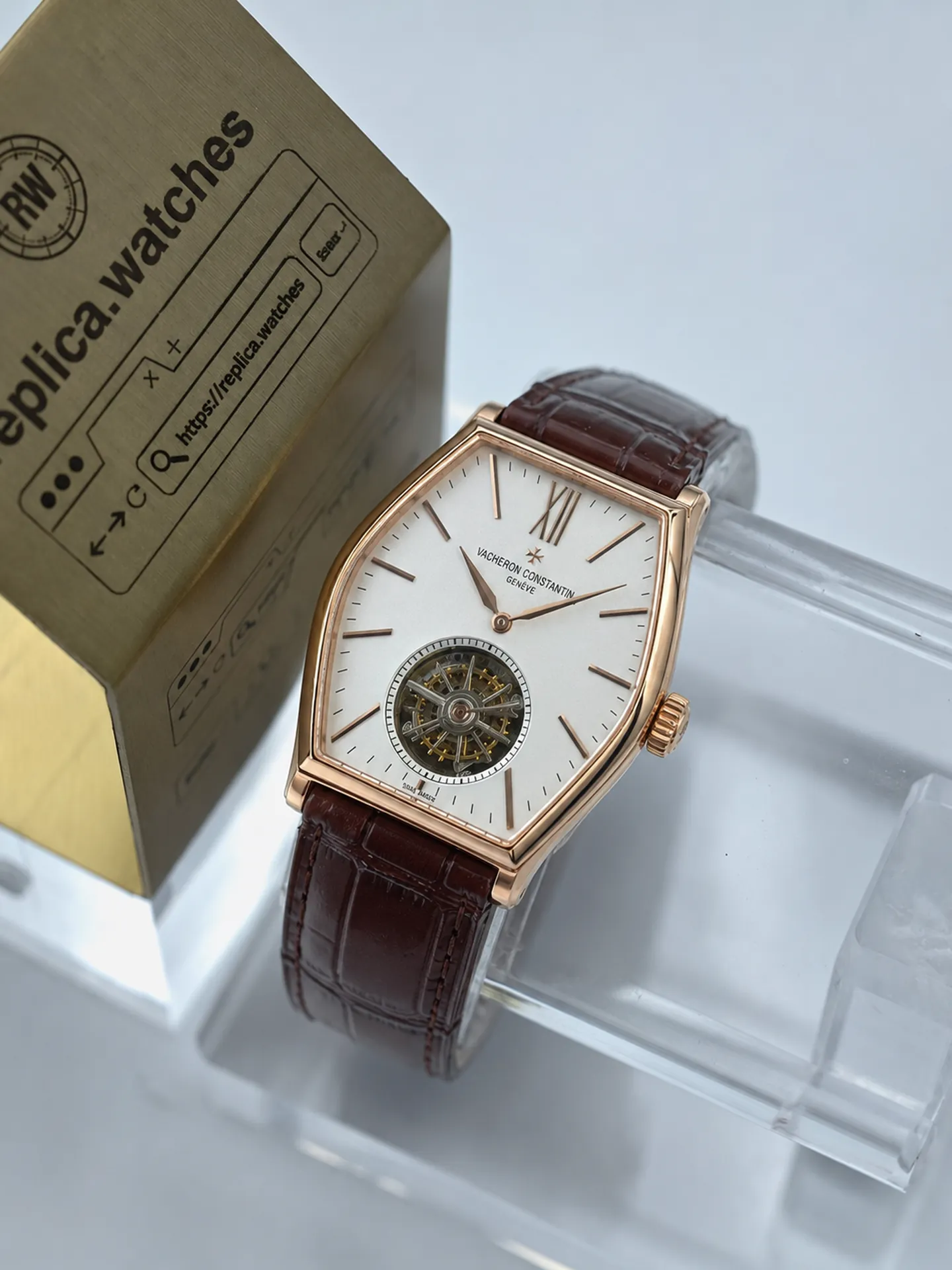 Replica Vacheron Constantin Malte 30130/000R-9754 Tourbillon Silver Dial 38mm Rose Gold Watch