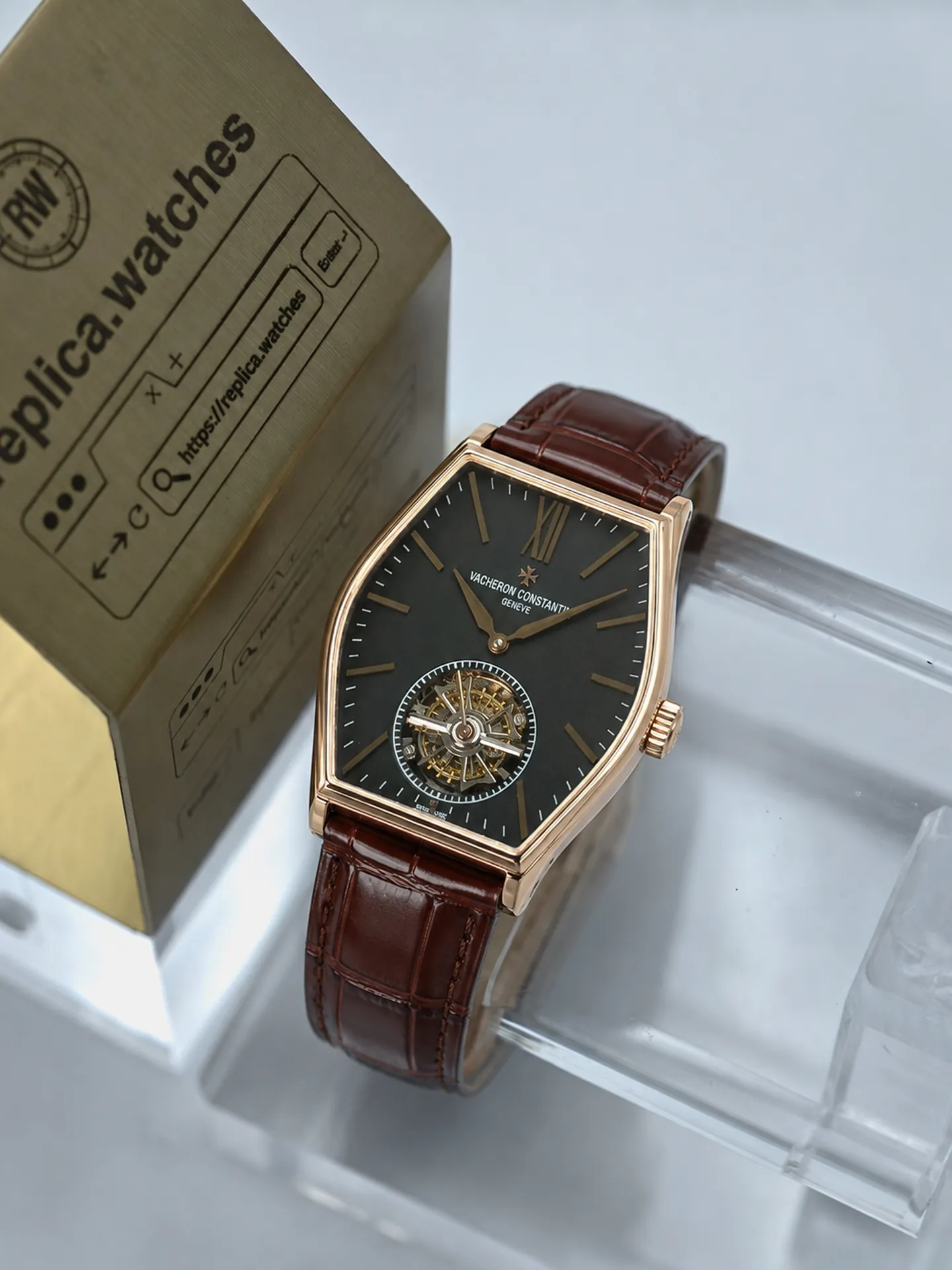 Replica Vacheron Constantin Malte 30130/000R-B289 Tourbillon Slate Grey Dial 38mm Rose Gold Watch