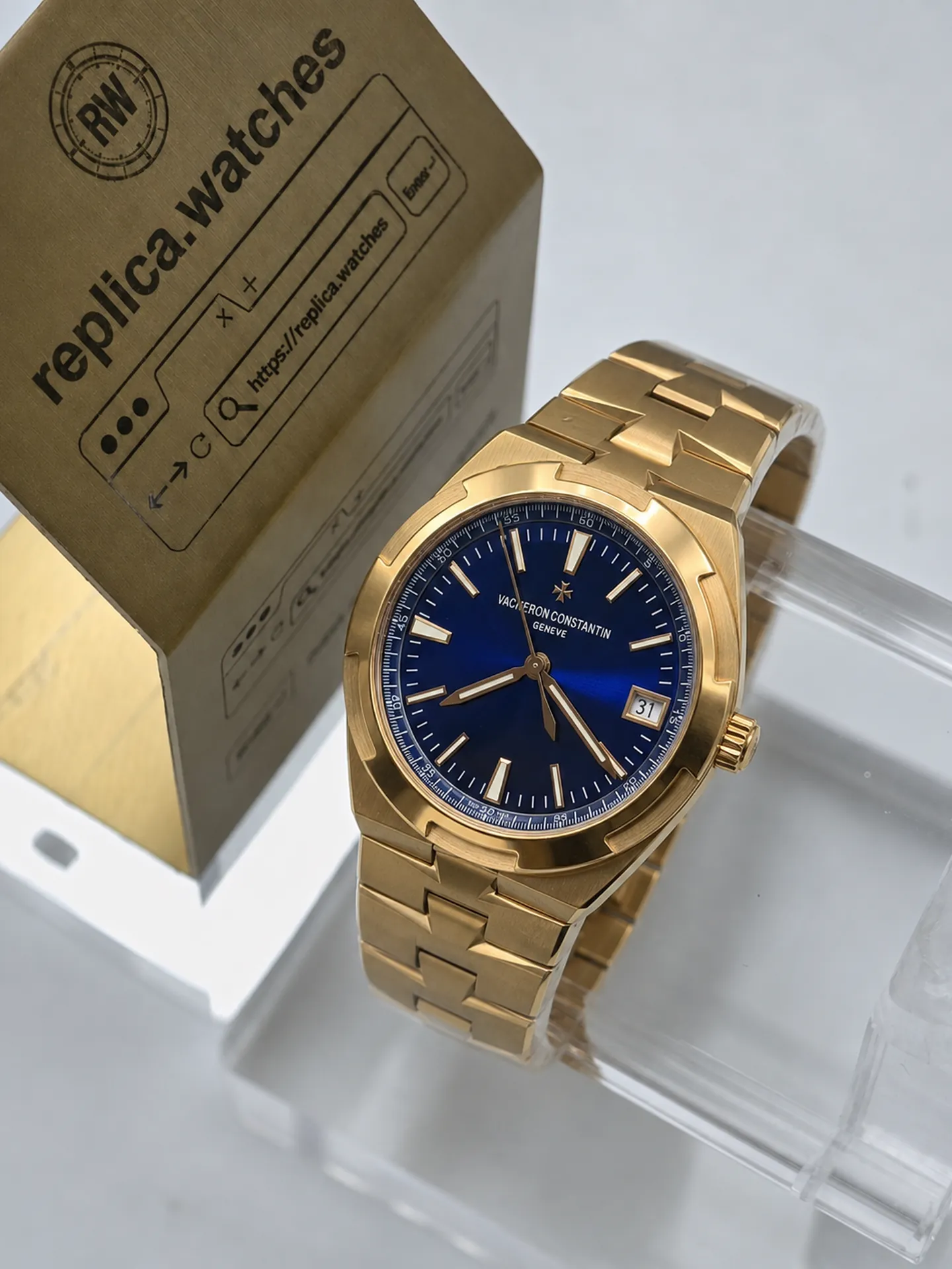 Replica Vacheron Constantin Overseas 4500V/110R-B705 Blue Dial 41mm Rose Gold PP Factory Watch