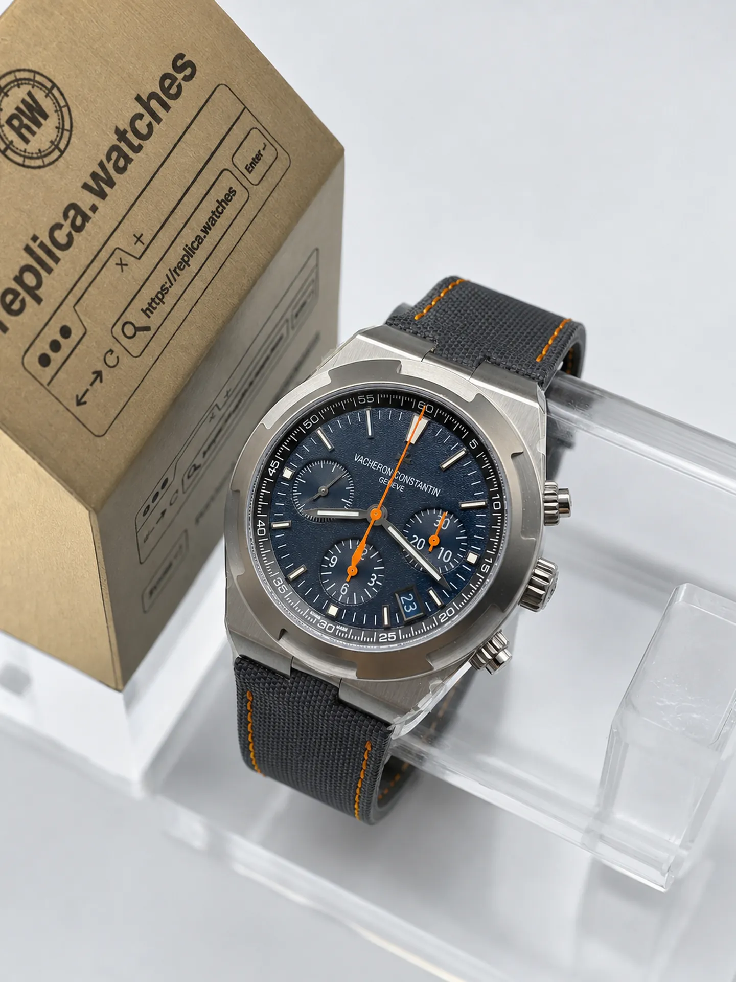 Replica Vacheron Constantin Overseas 5510V/000T-B923 Blue Grey Dial 42.5mm Titanium Chronograph 8 Factory Watch