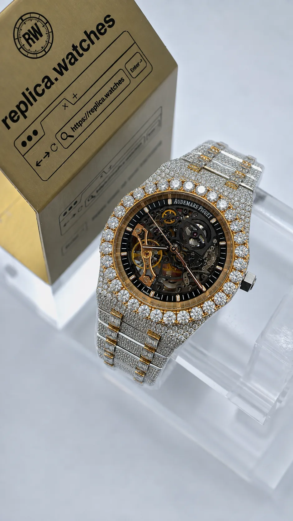 Audemars Piguet Royal Oak 15407 Super Clone 41mm Luxury Moissanite Openworked Watch