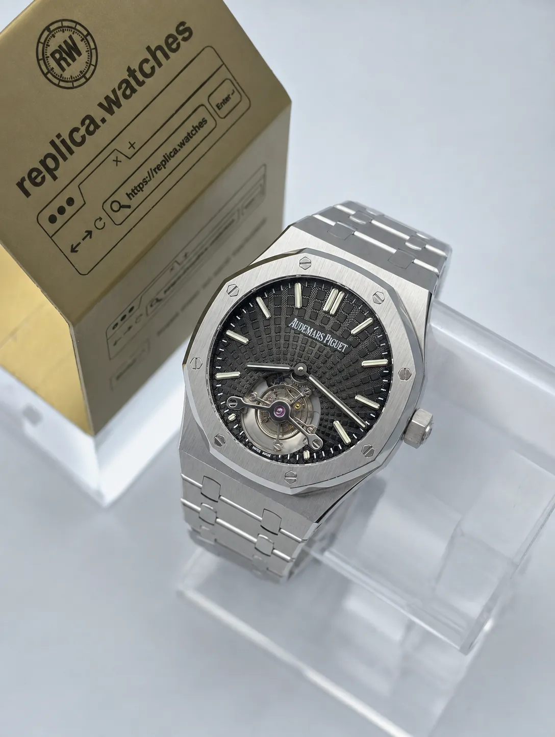 Audemars Piguet Royal Oak 26522BC.OO.1220BC.01 41mm Black Tapisserie Tourbillon Replica Watch