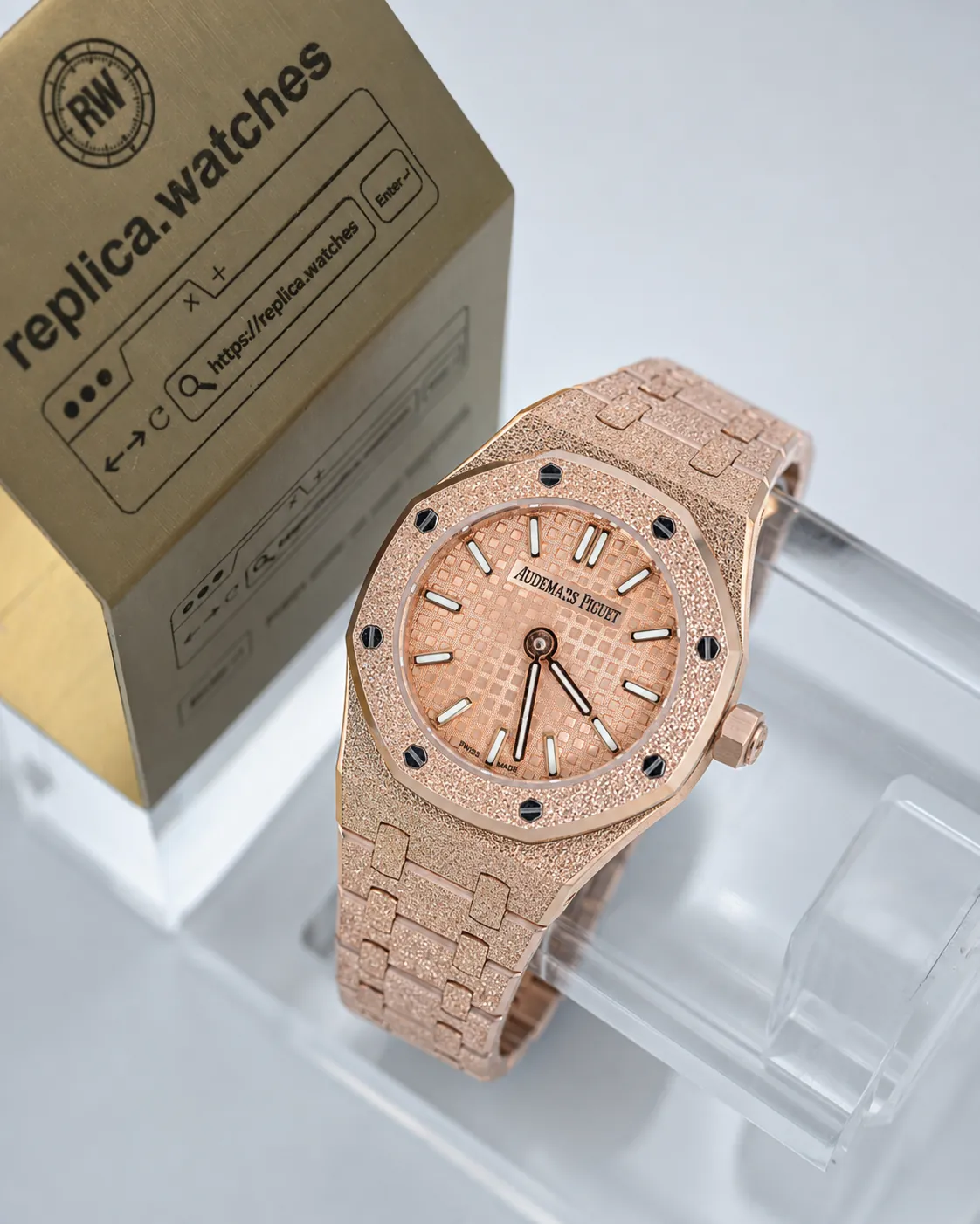 Audemars Piguet Royal Oak 67630OR.GG.1312OR.01 Quartz Movement 23mm Rose Gold Tapisserie Replica Watch