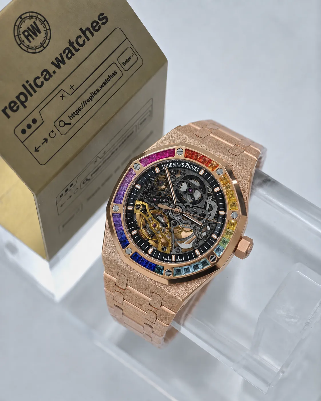 Audemars Piguet Royal Oak 15412OR.YG.1224OR.01 41mm 3132 Movement Rainbow Skeleton Super Clone Watch
