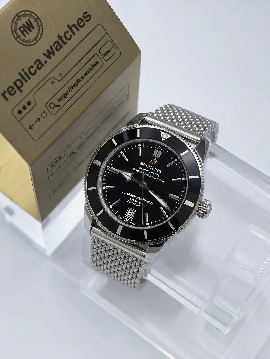 Breitling Superocean AB2010121B1A1 42mm Super Clone Automatic Movement GF Milanese Mesh Watch
