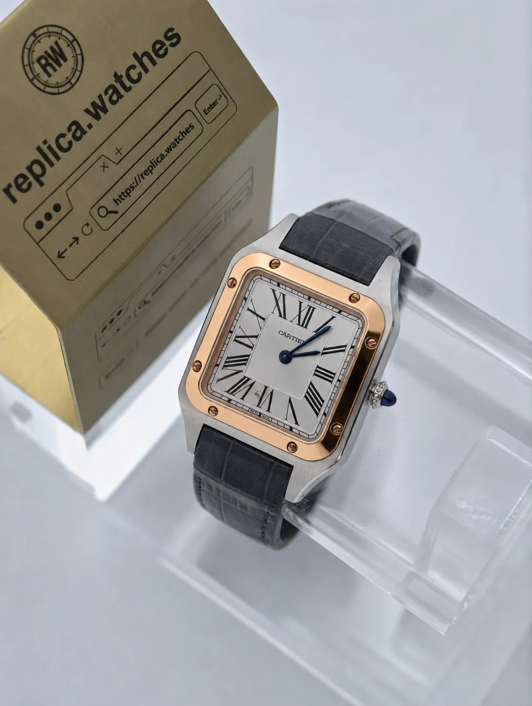Cartier Santos Dumont W2SA0038 28mm Quartz Movement AF Black Leather Dress Super Clone Watch
