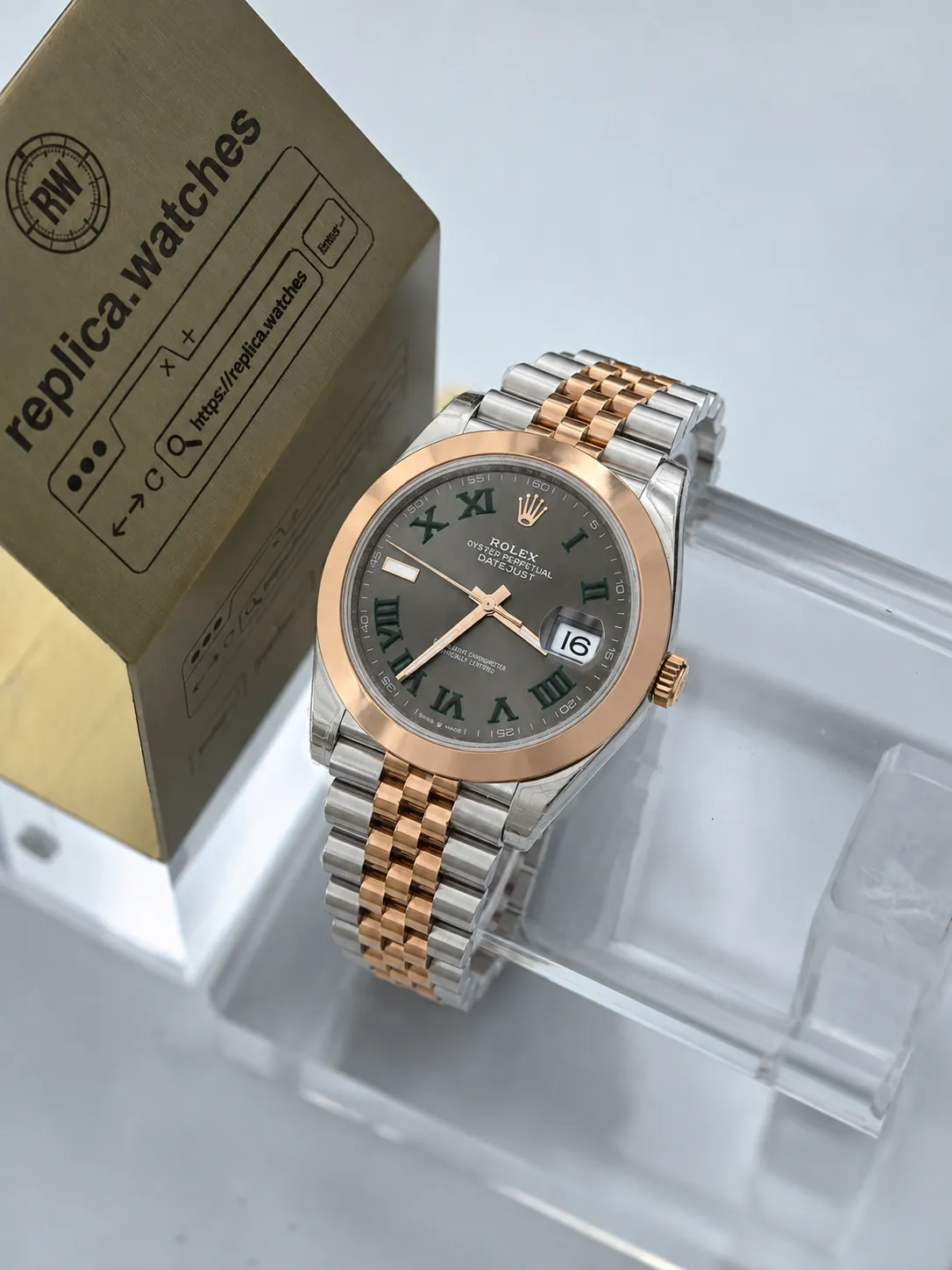 Rolex Datejust Wimbledon M126301-0016 Replica 41mm 3235 Movement Grey Sunburst VSF Watch