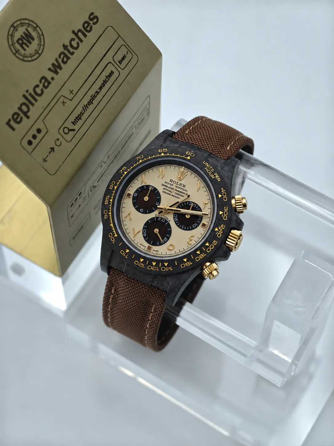 Rolex Daytona Desert Eagle Arabic 4130 Movement 40mm Carbon Fiber Chronograph Super Clone Watch